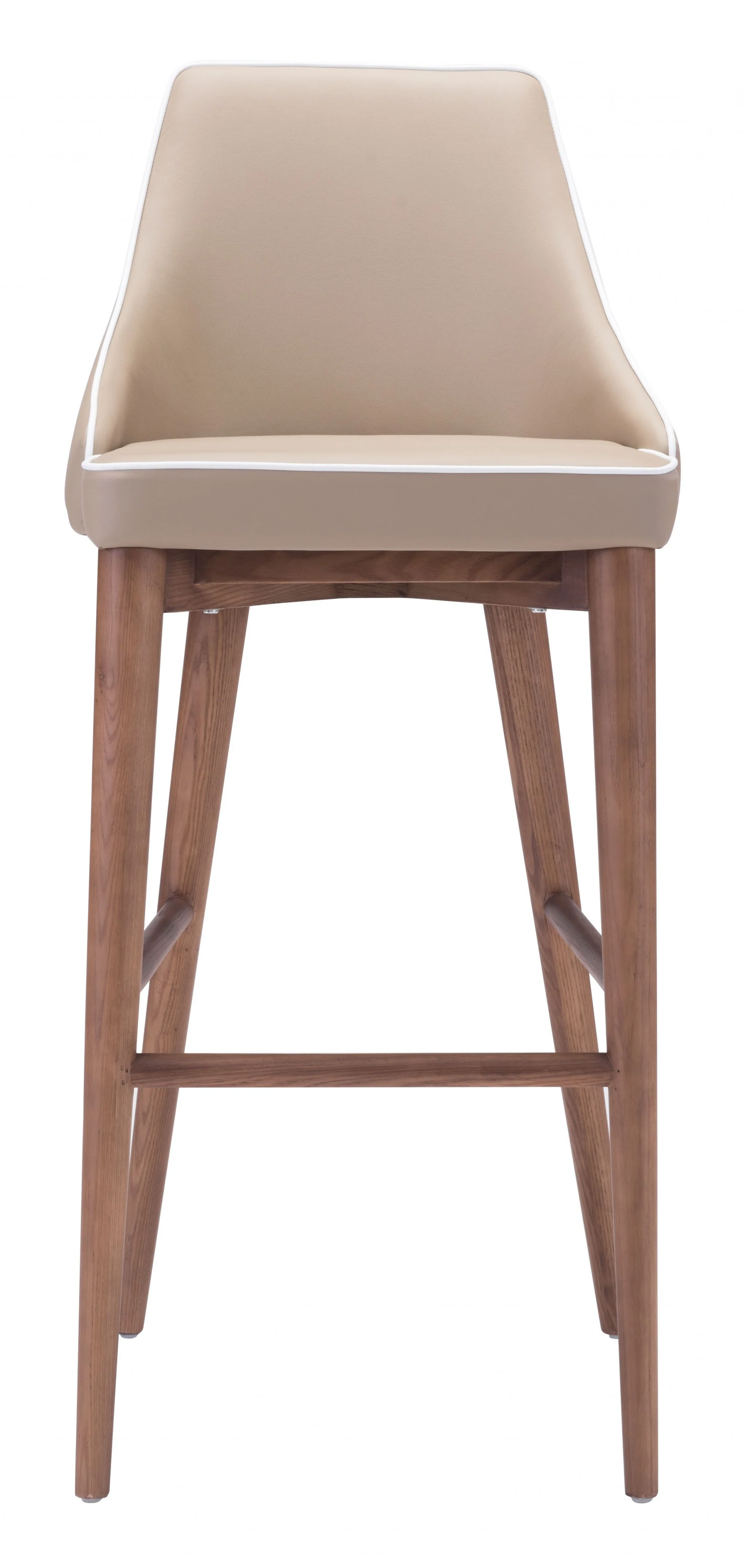 41" Beige And Brown Solid Wood Low Back Bar Height Chair With Footrest By Homeroots - Image 3