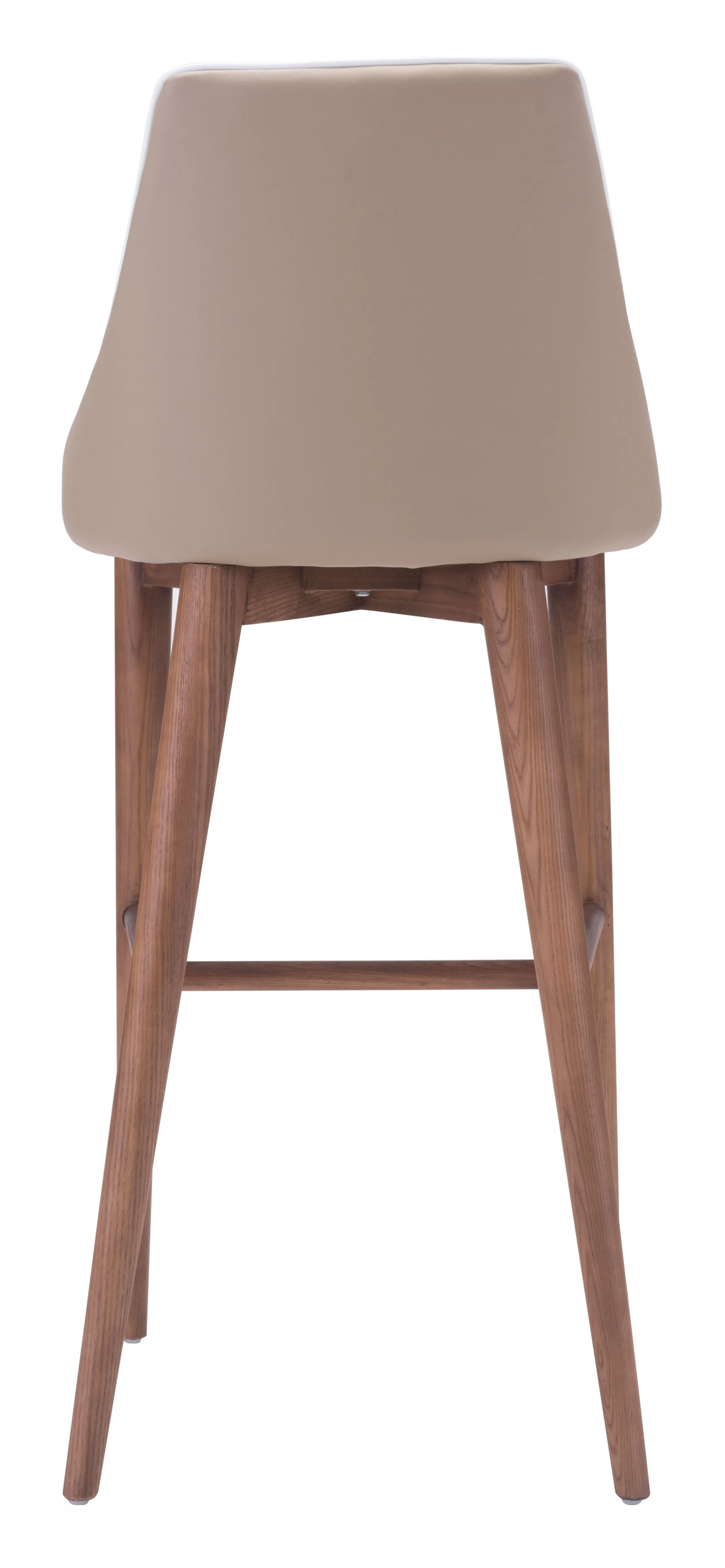 41" Beige And Brown Solid Wood Low Back Bar Height Chair With Footrest By Homeroots - Image 4