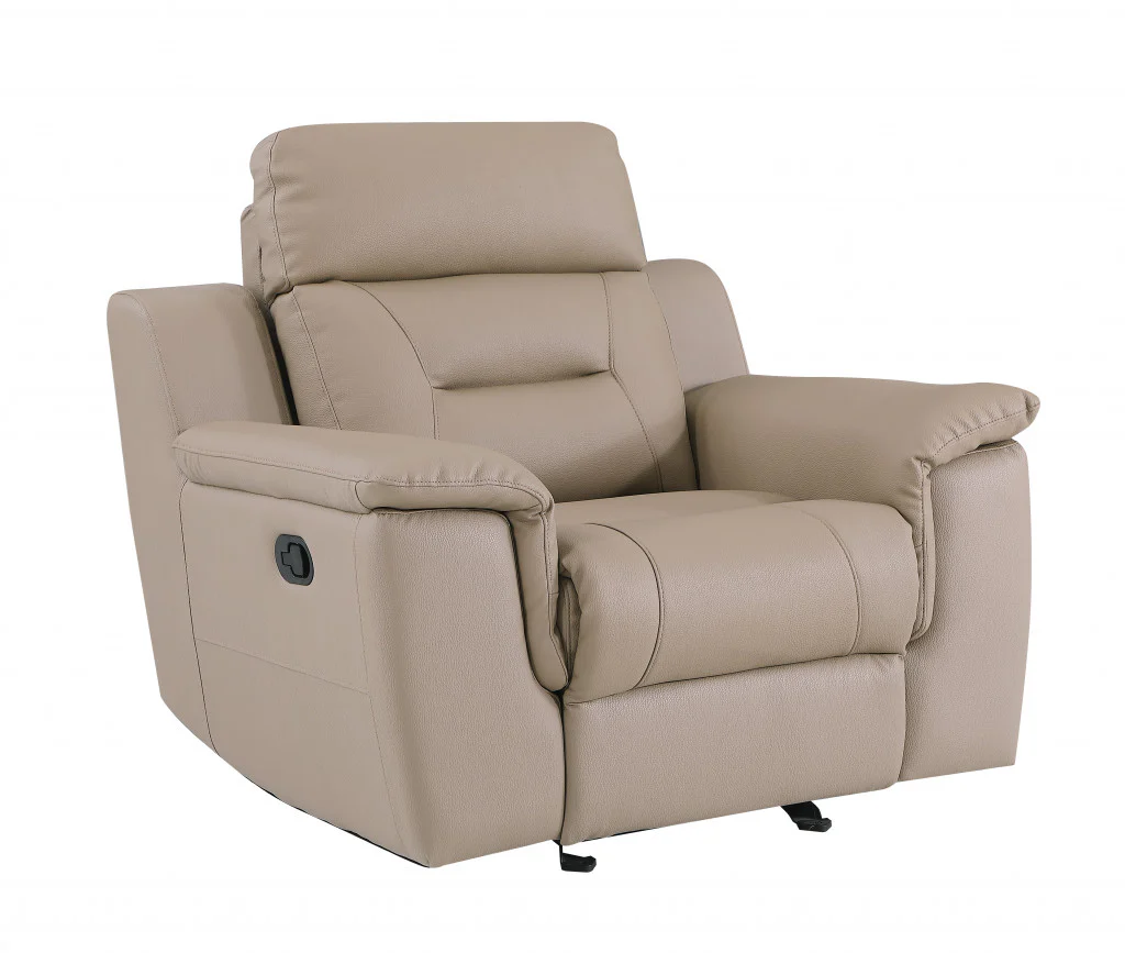 41" Beige Fascinating Leather Reclining Chair By Homeroots - Image 2