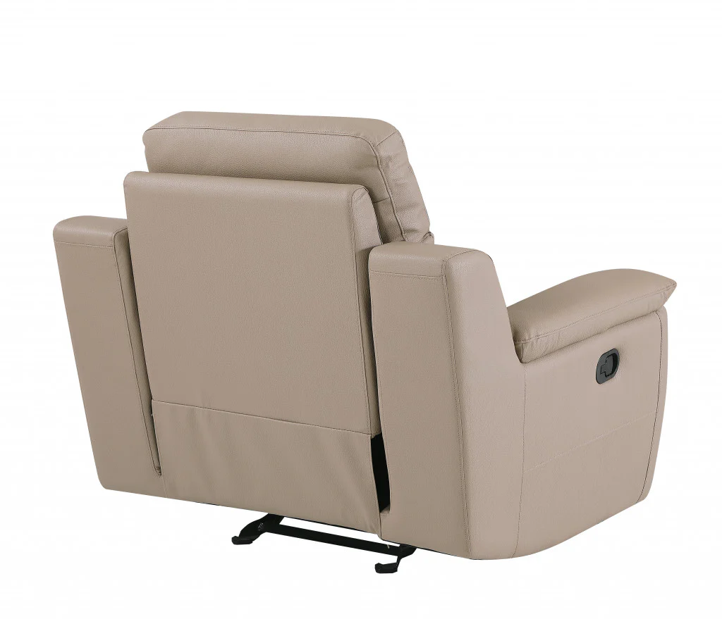 41" Beige Fascinating Leather Reclining Chair By Homeroots - Image 3