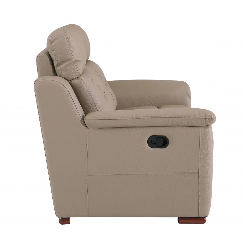41" Beige Fascinating Leather Reclining Chair By Homeroots - Image 4