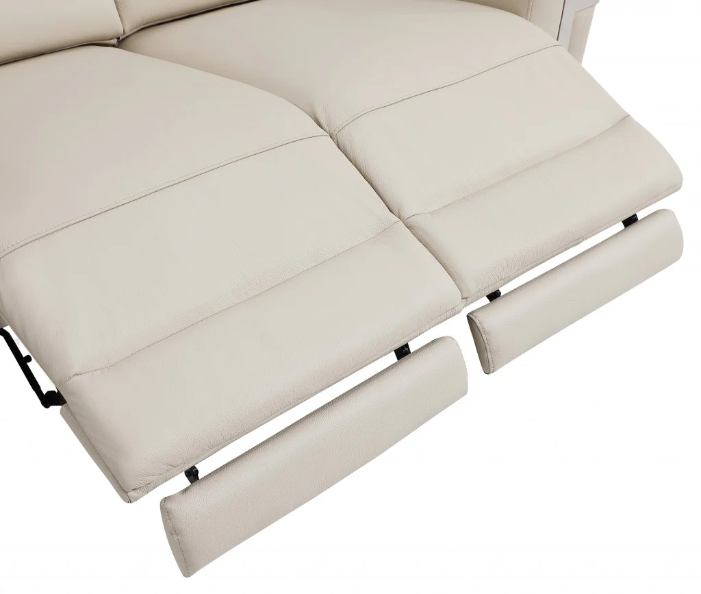 41" Beige Italian Leather Power Recliner Chair By Homeroots - Image 6