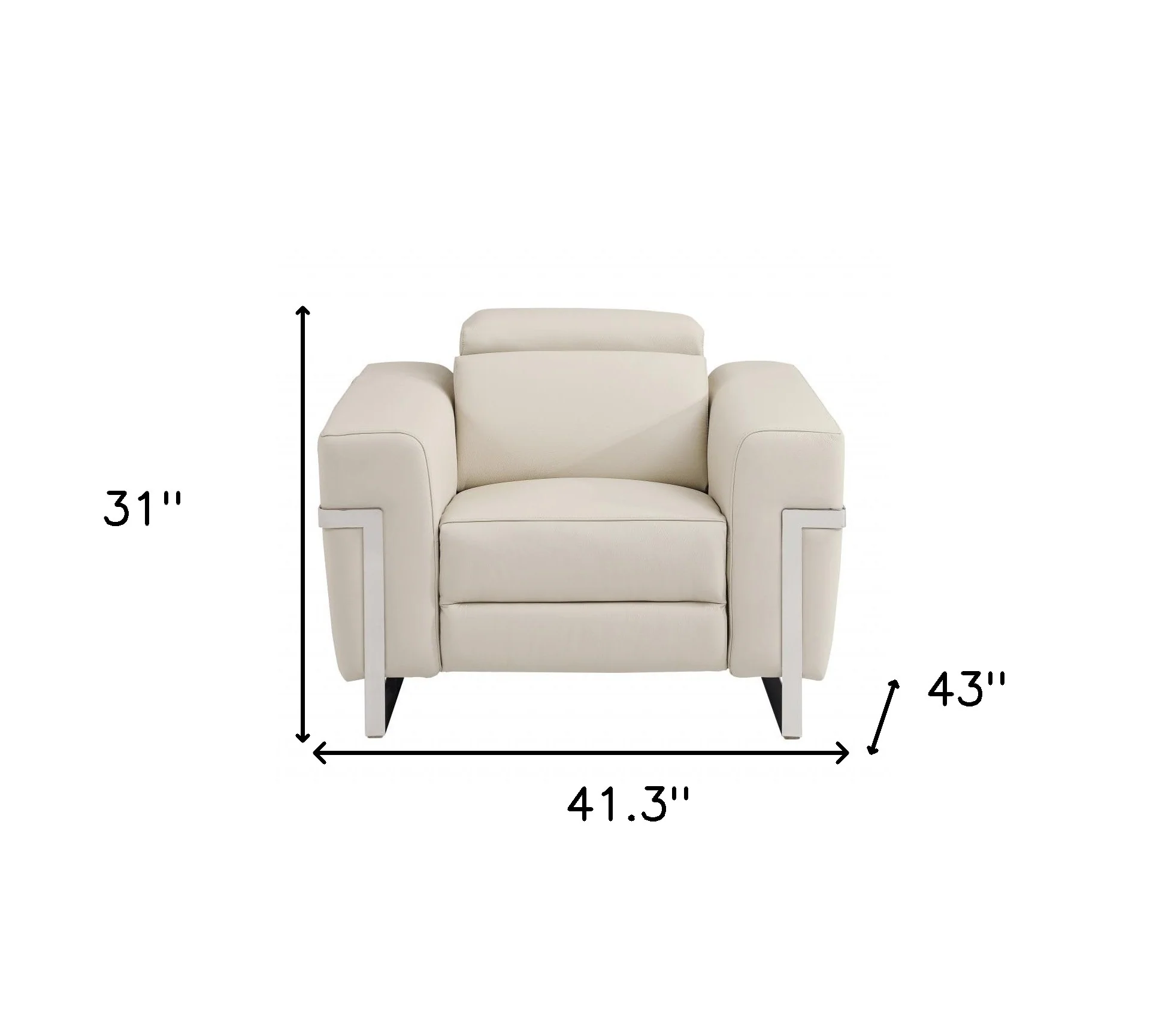 41" Beige Italian Leather Power Recliner Chair By Homeroots - Image 7