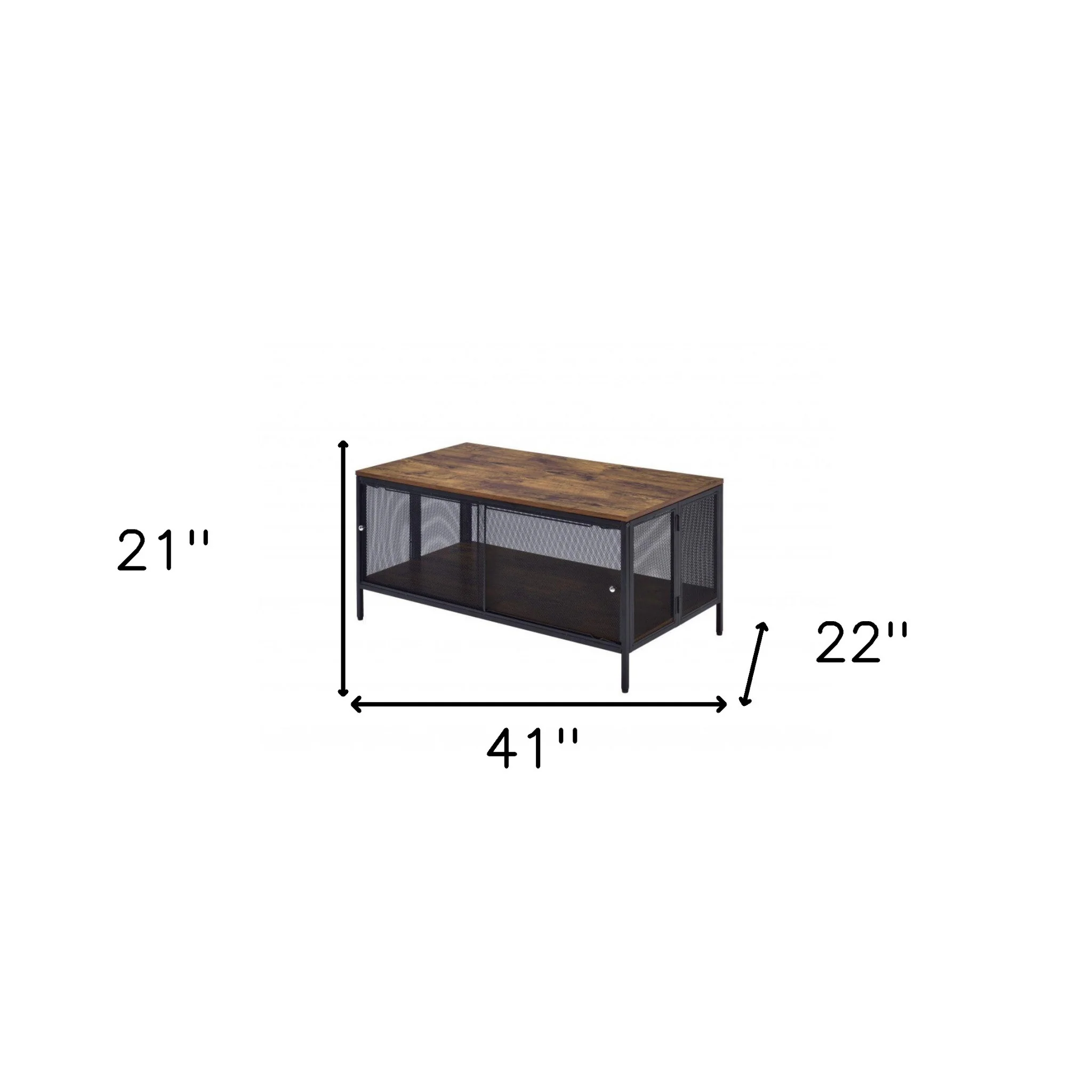 41" Black And Antique Oak Rectangular Coffee Table With Shelf By Homeroots - Image 5