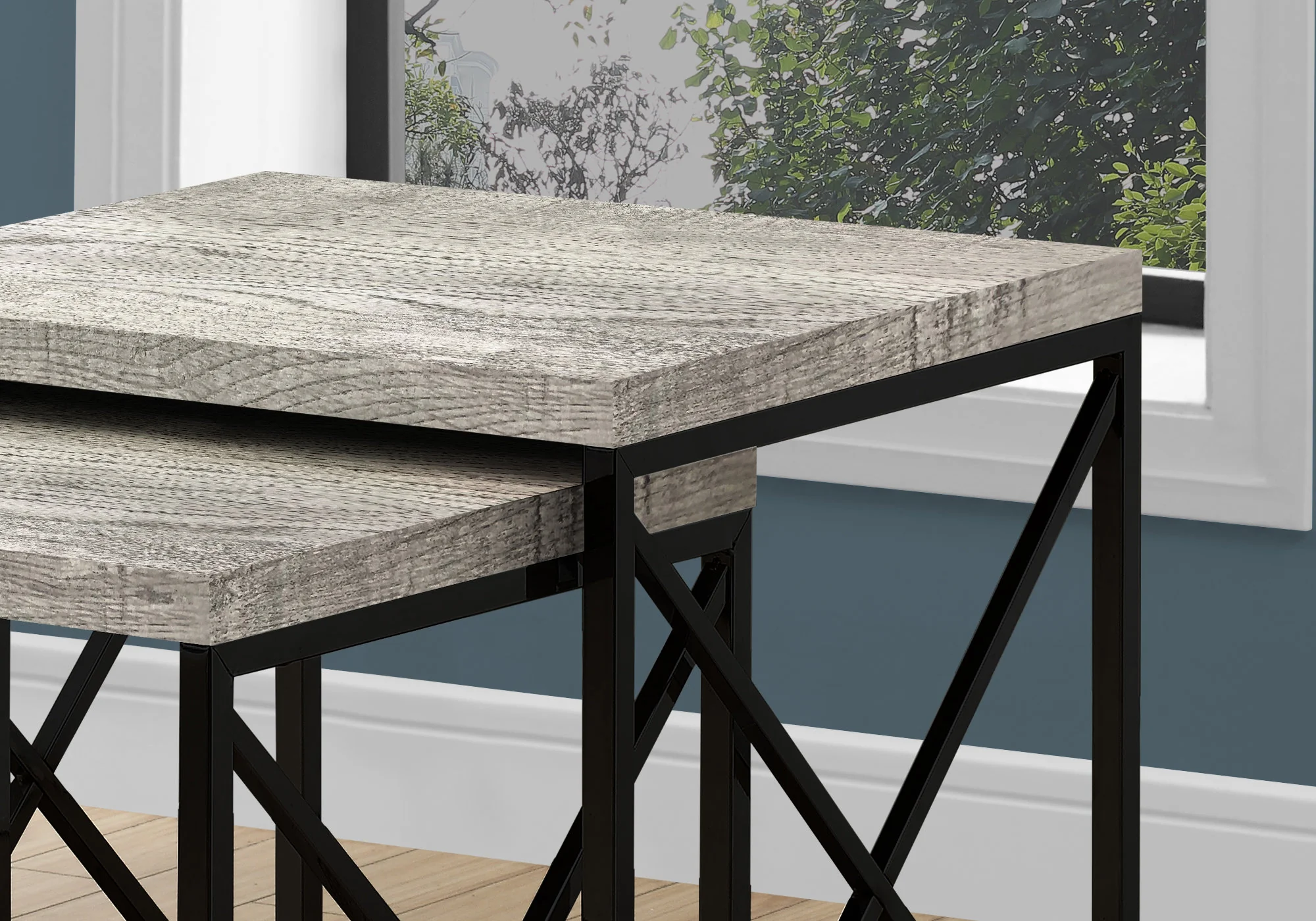 41" Black And Gray Nested Tables By Homeroots - Image 2