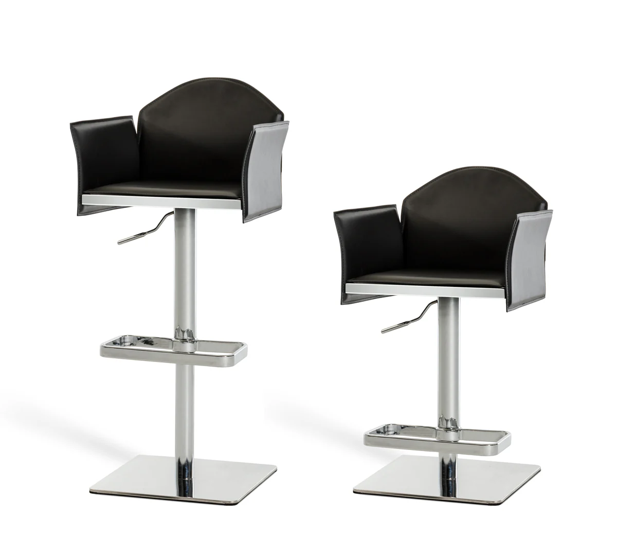 41' Black Eco Leather And Steel Bar Stool By Homeroots - Image 2
