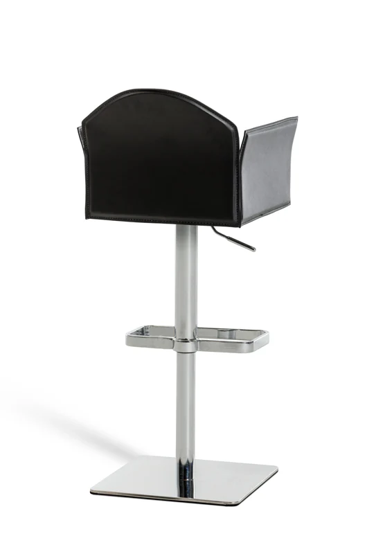 41' Black Eco Leather And Steel Bar Stool By Homeroots - Image 3