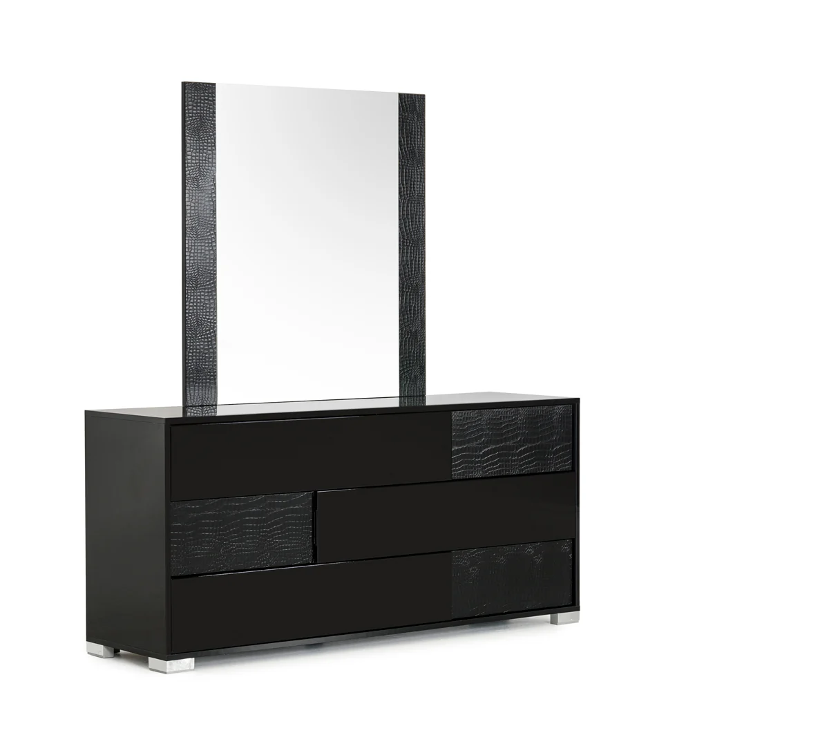 41" Black MDF and Glass Mirror By Homeroots - Image 2