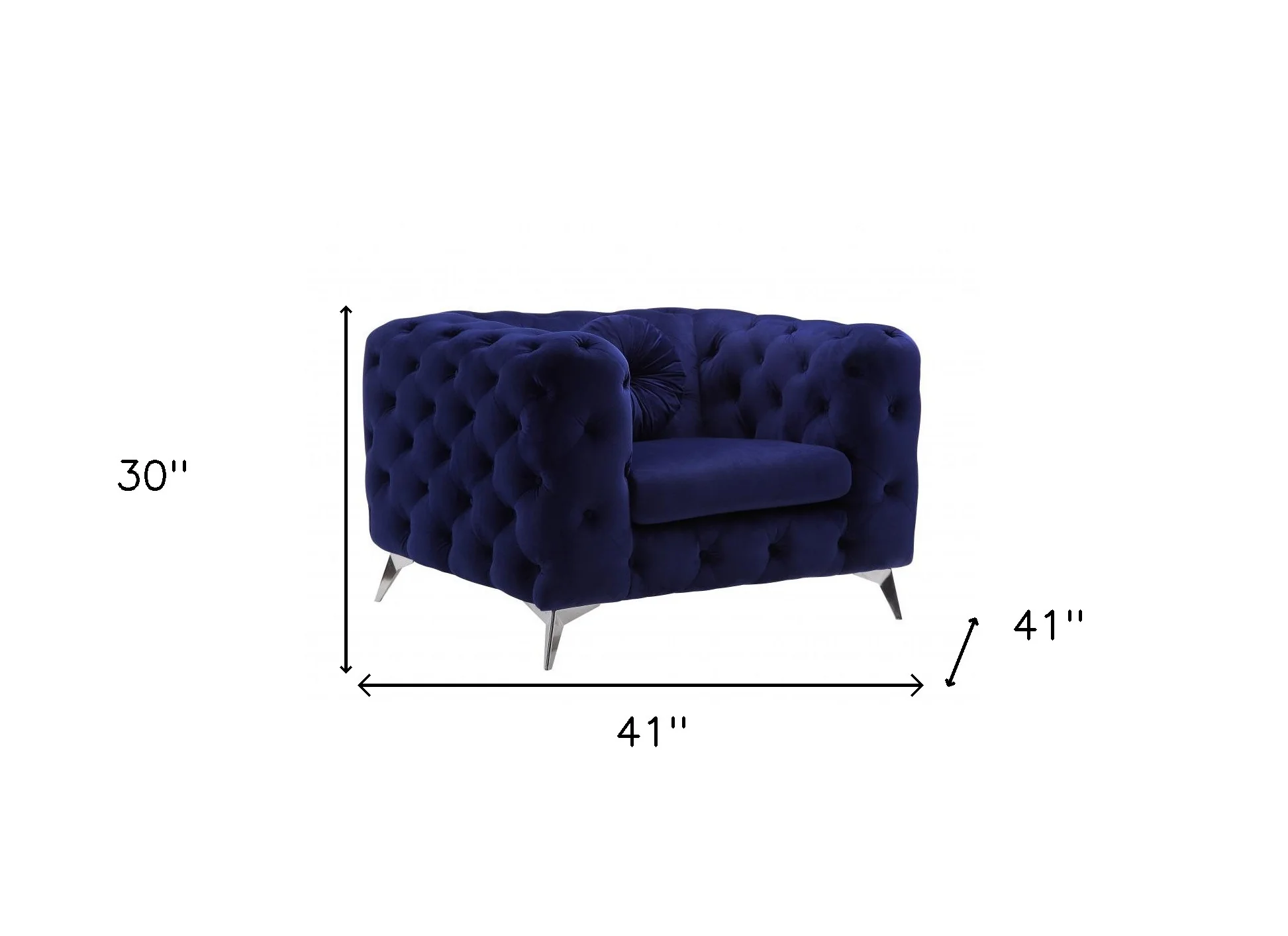 41" Blue Fabric And Black Tufted Arm Chair By Homeroots - Image 6