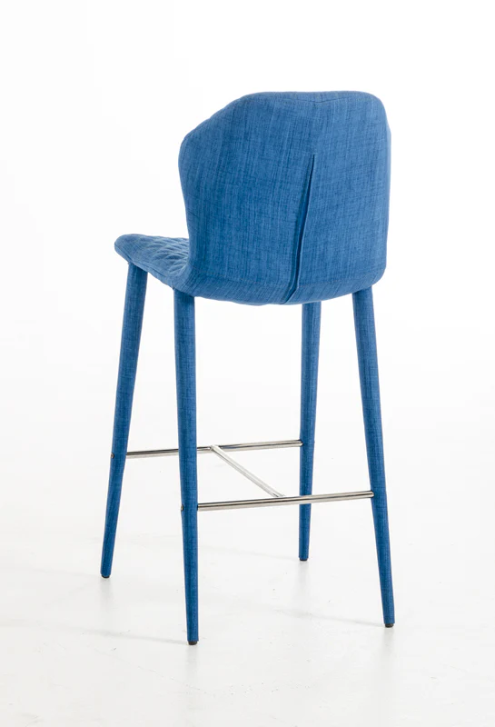 41' Blue Fabric And Metal Bar Stool By Homeroots - Image 2