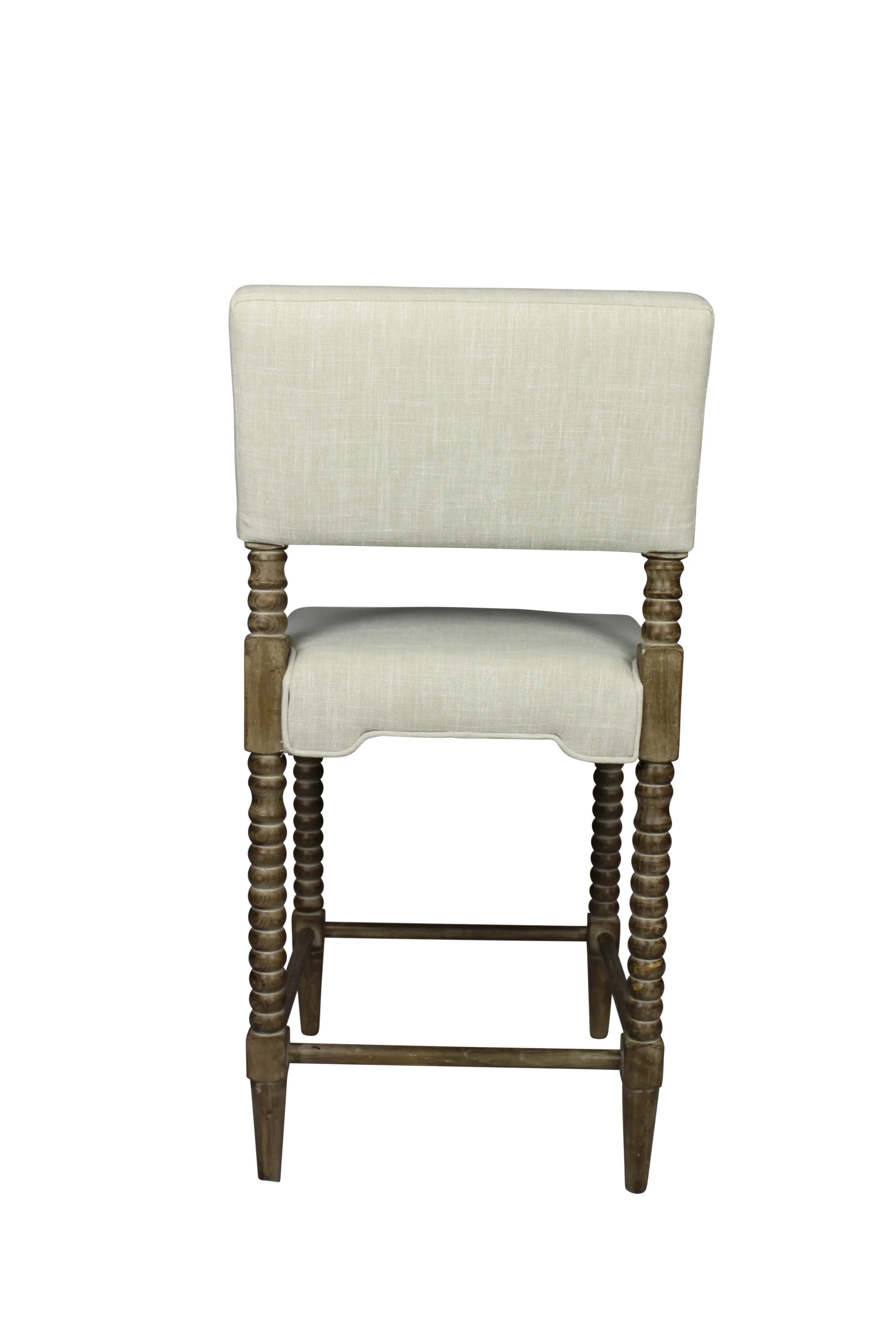 41" Brown Carved Wood and Ivory Woven Upholstered Counter Height Bar Chair By Homeroots - Image 5