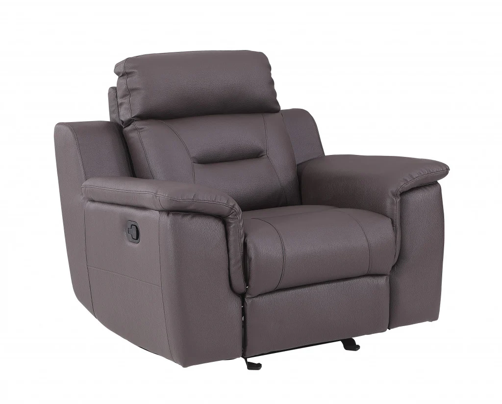 41" Brown Fascinating Leather Reclining Chair By Homeroots - Image 2