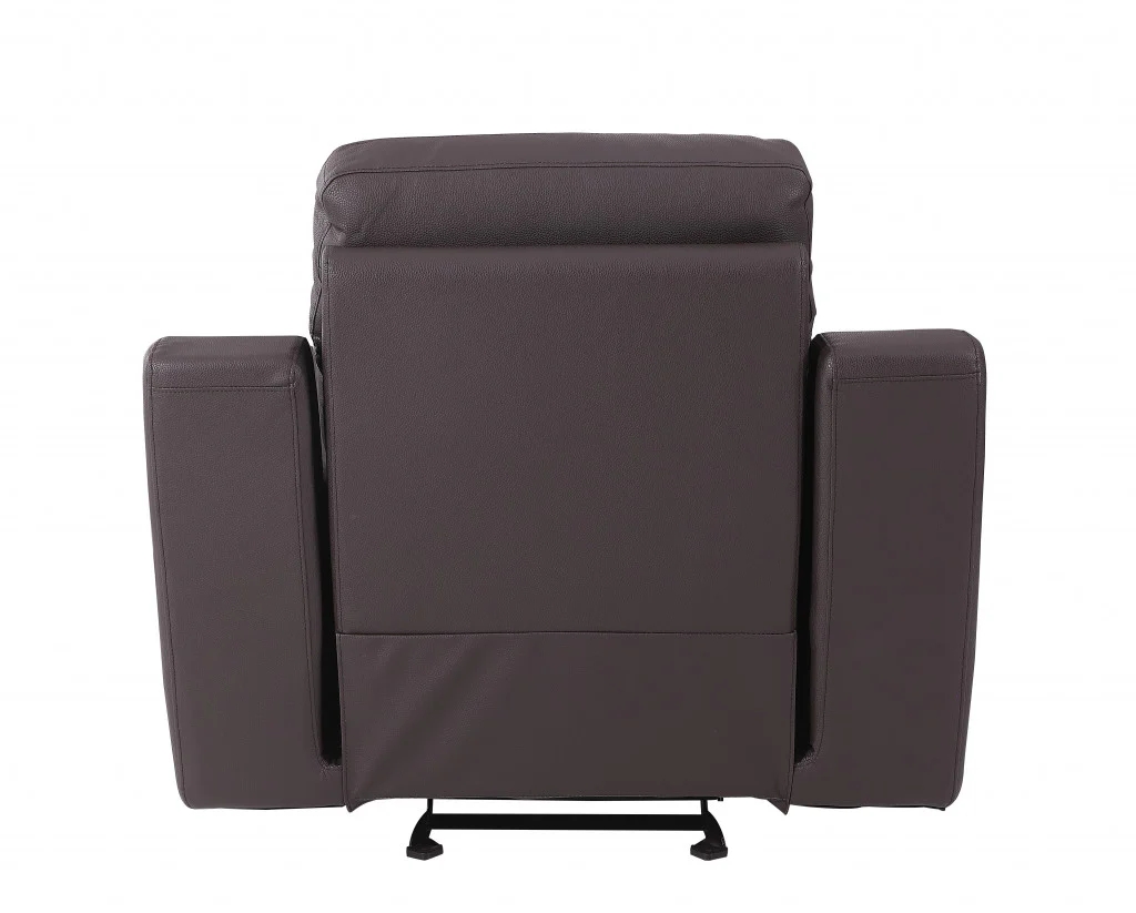 41" Brown Fascinating Leather Reclining Chair By Homeroots - Image 5