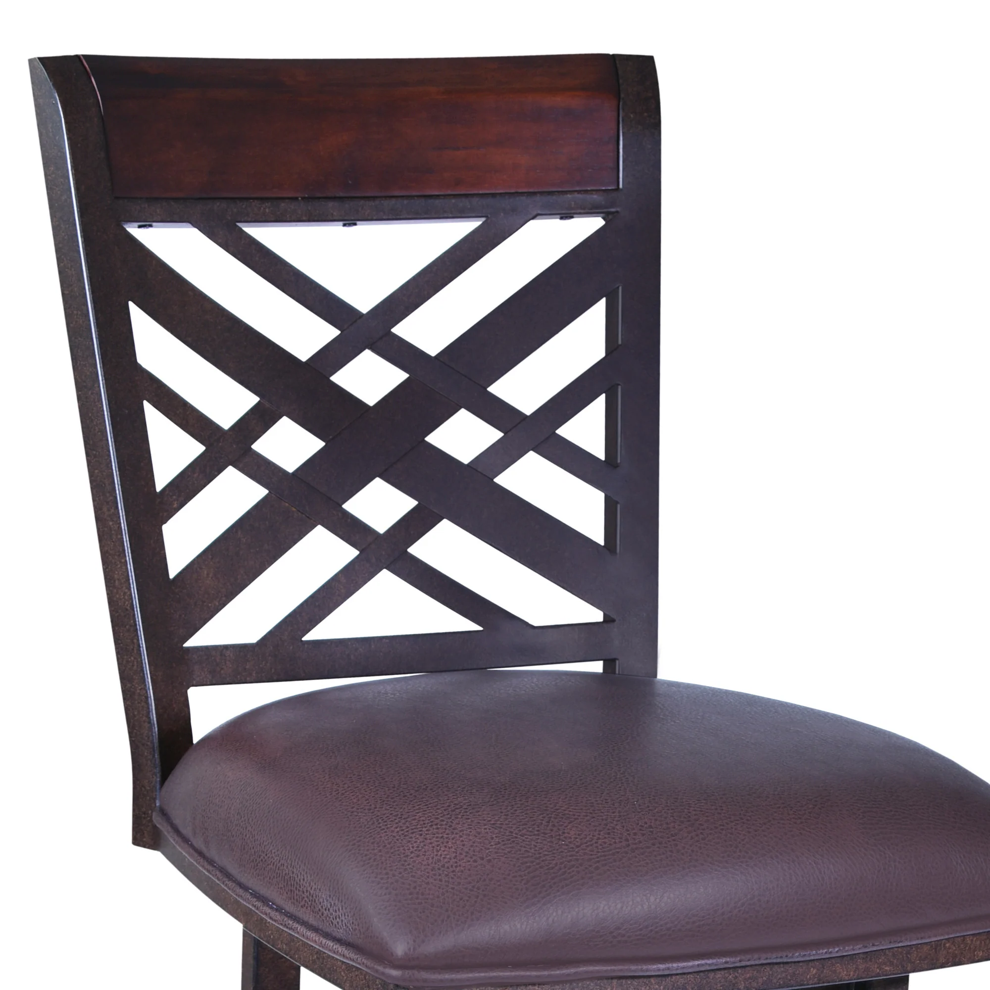 41" Brown Faux Leather And Iron Counter Height Bar Chair By Homeroots - Image 3