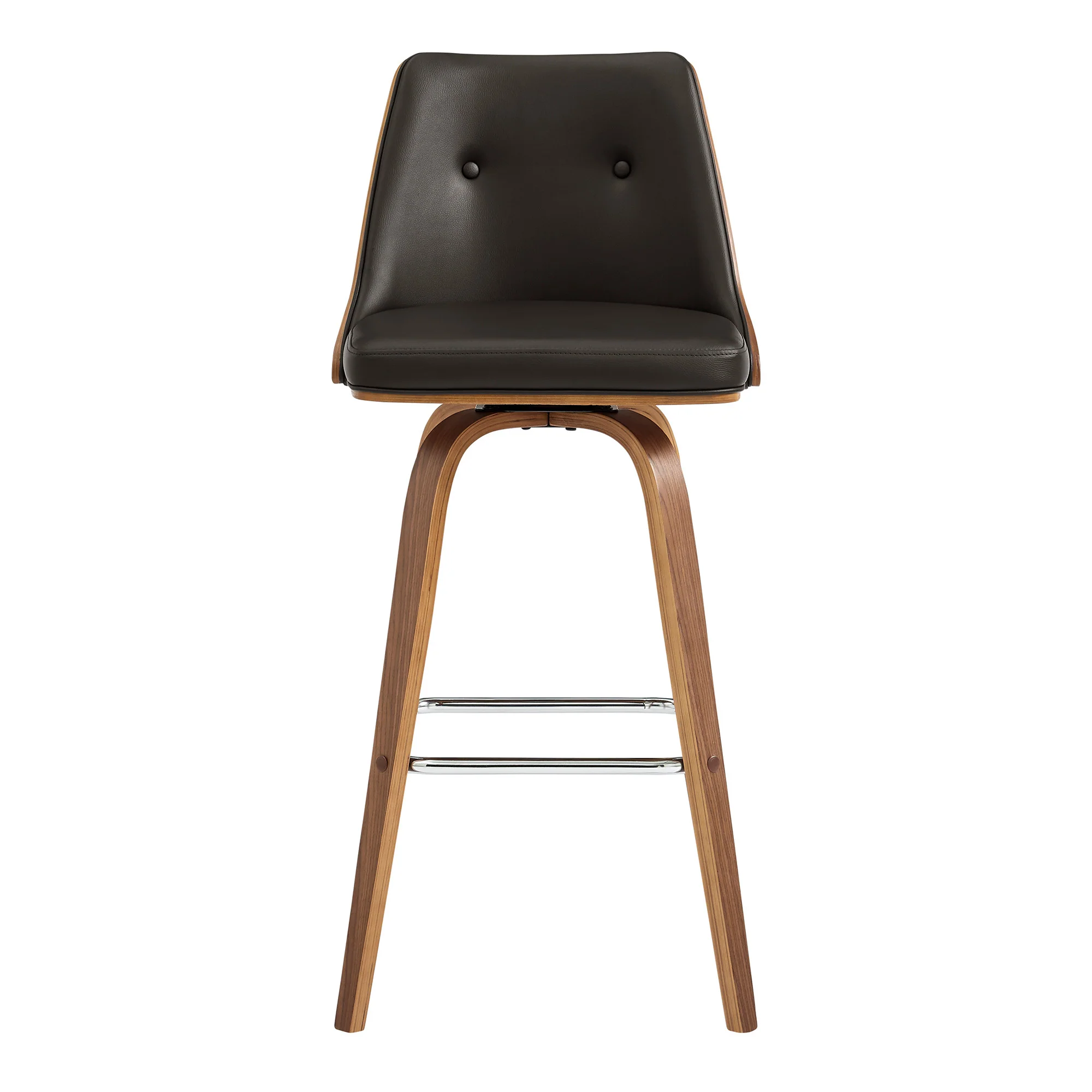41" Brown Faux Leather And Manufactured Wood Swivel Bar Height Chair By Homeroots - Image 2