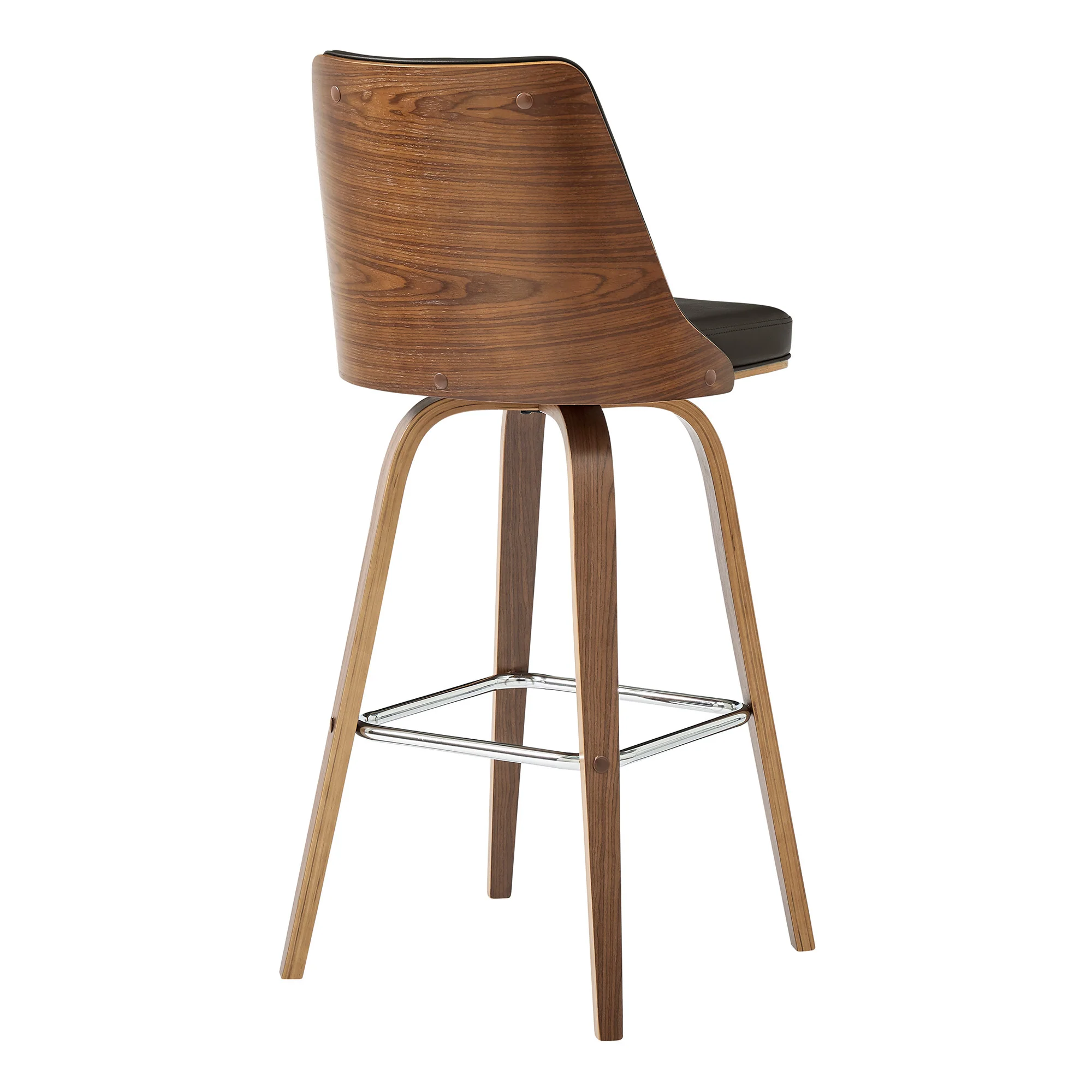 41" Brown Faux Leather And Manufactured Wood Swivel Bar Height Chair By Homeroots - Image 4