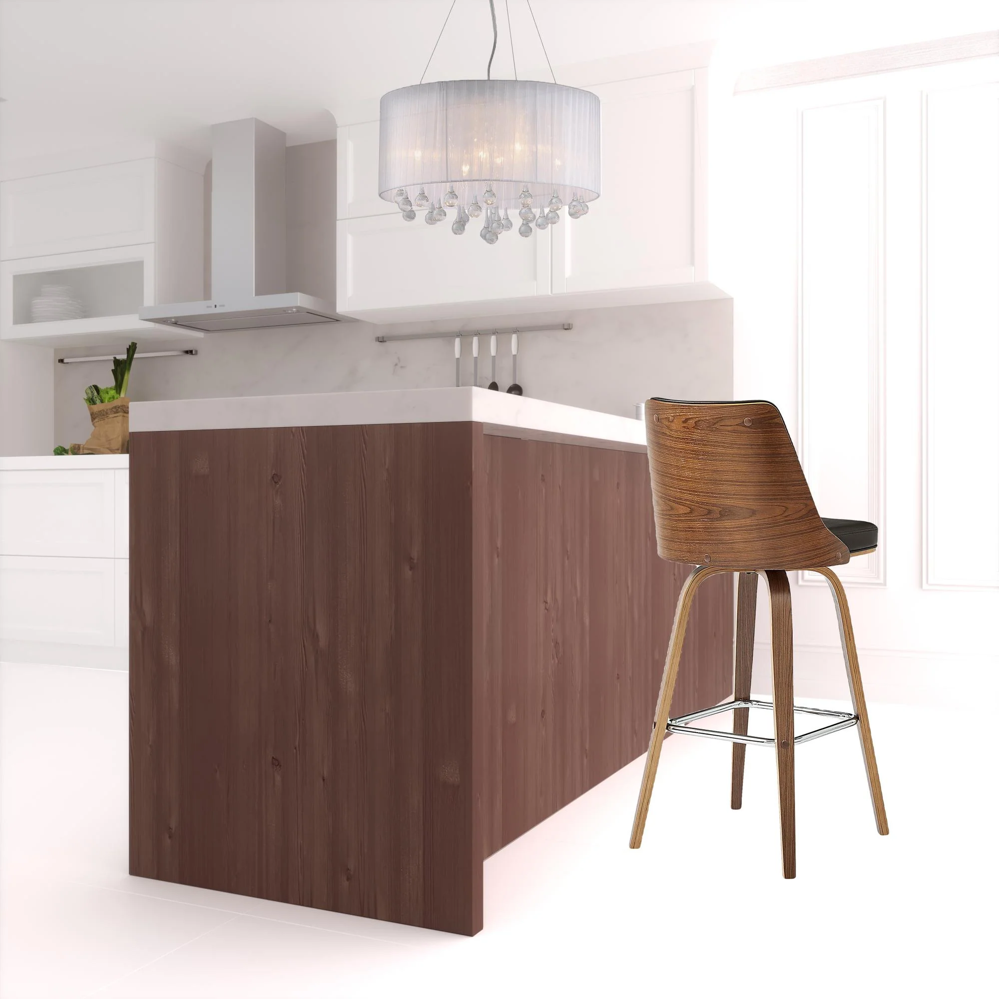 41" Brown Faux Leather And Manufactured Wood Swivel Bar Height Chair By Homeroots - Image 6