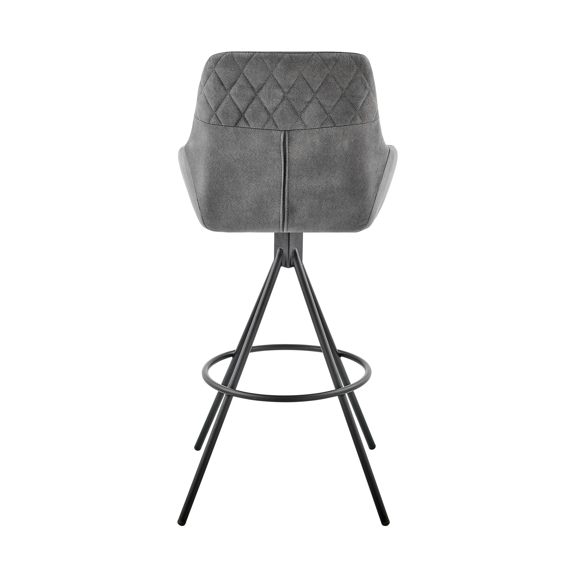 41" Charcoal Microfiber and Black Iron Bar Height Chair By Homeroots - Image 5