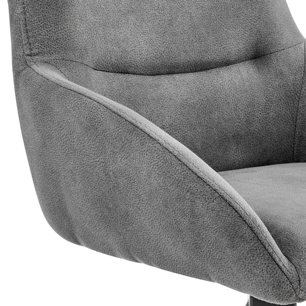 41" Charcoal Microfiber and Black Iron Bar Height Chair By Homeroots - Image 8