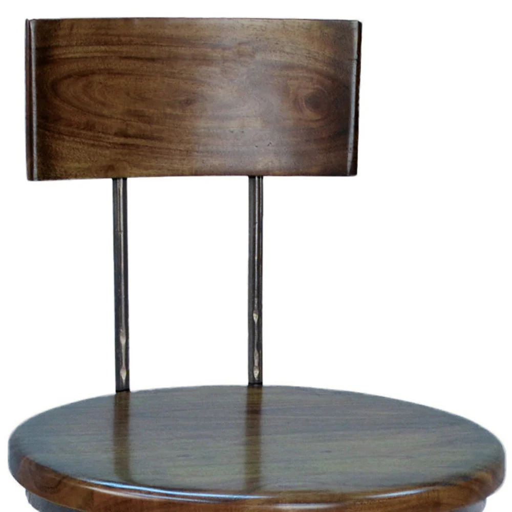 41" Chestnut And Black Swivel Low Back Adjustable Height Bar Chair With Footrest By Homeroots - Image 4