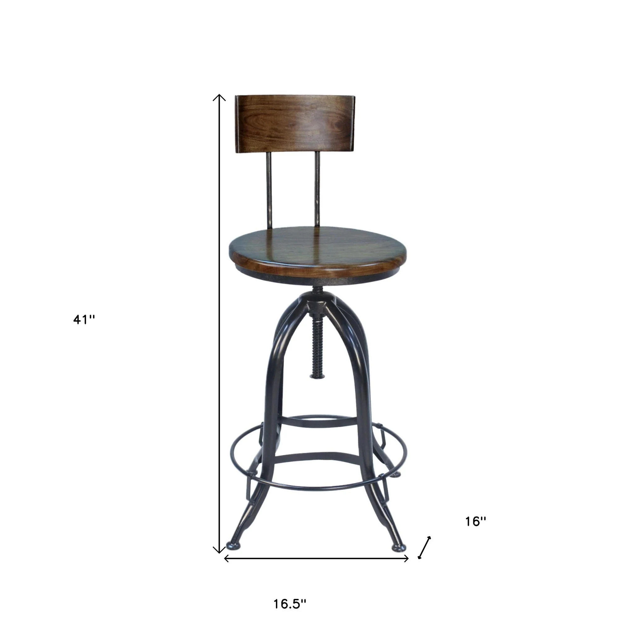 41" Chestnut And Black Swivel Low Back Adjustable Height Bar Chair With Footrest By Homeroots - Image 5