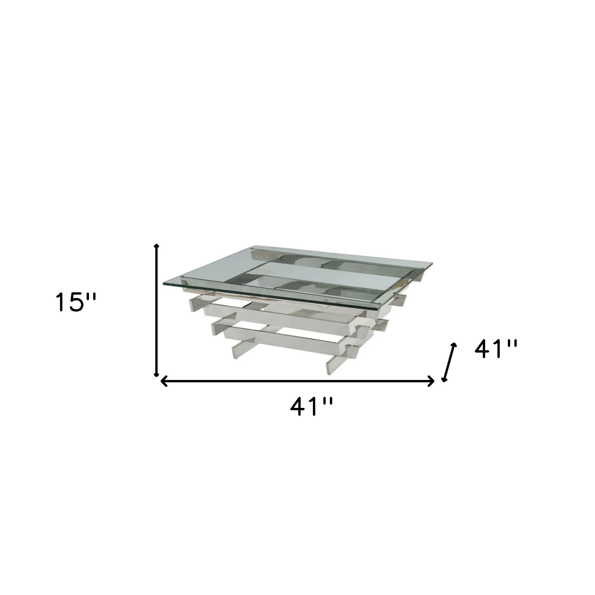 41" Chrome And Clear Glass Square Coffee Table By Homeroots - Image 5