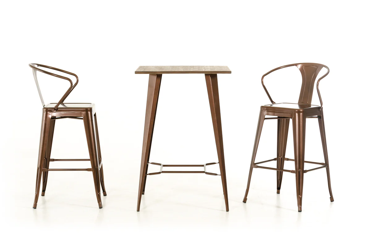 41' Copper and Wood Bar Table By Homeroots - Image 2