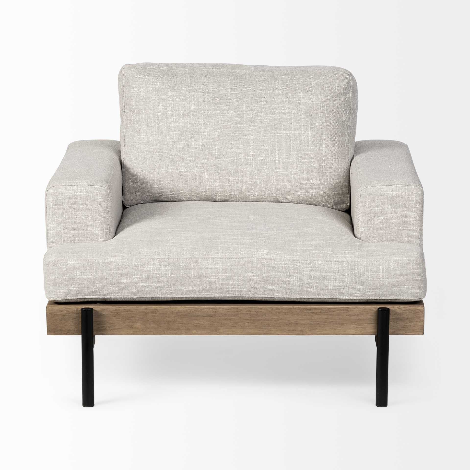 41" Cream And Black Fabric Arm Chair By Homeroots - Image 2