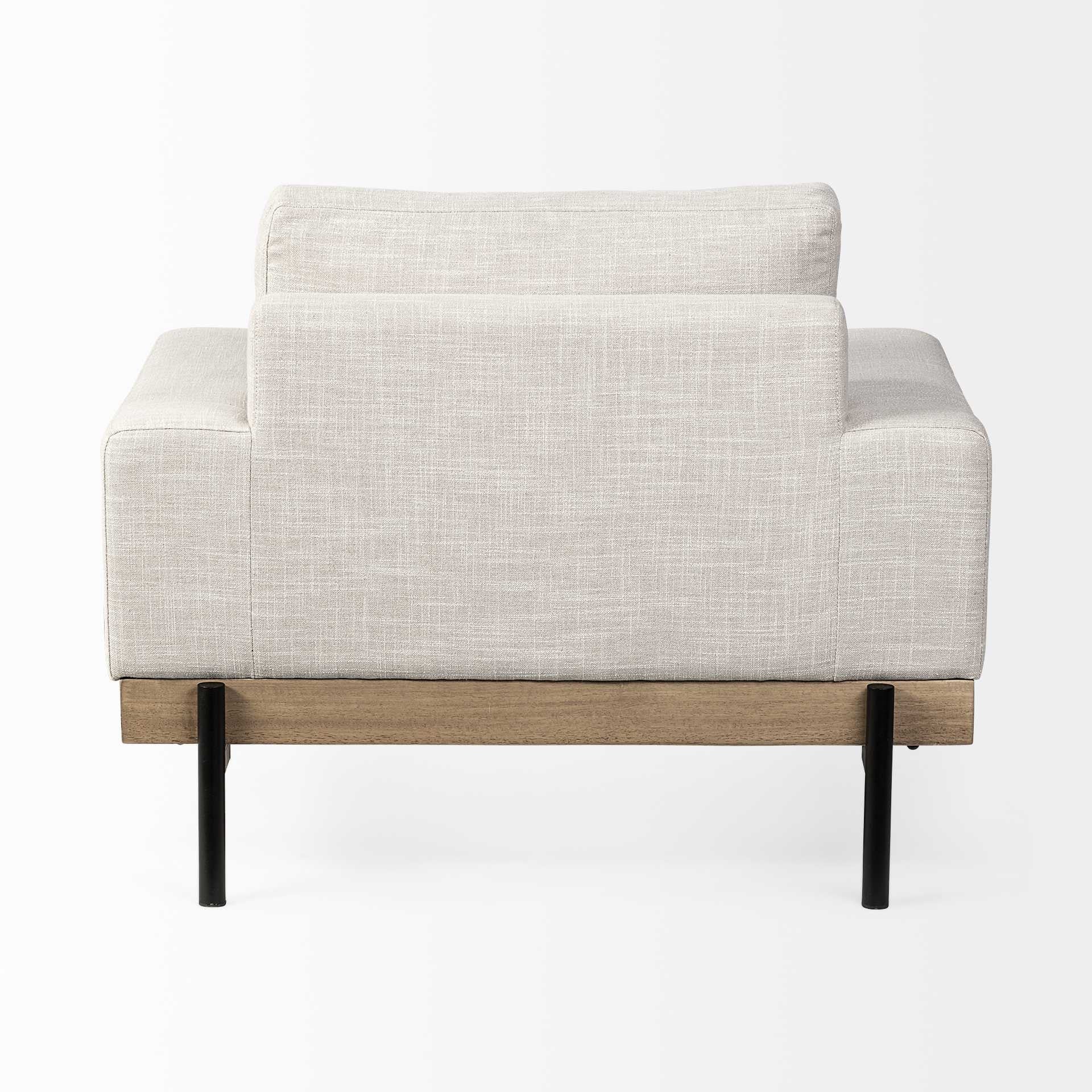 41" Cream And Black Fabric Arm Chair By Homeroots - Image 3