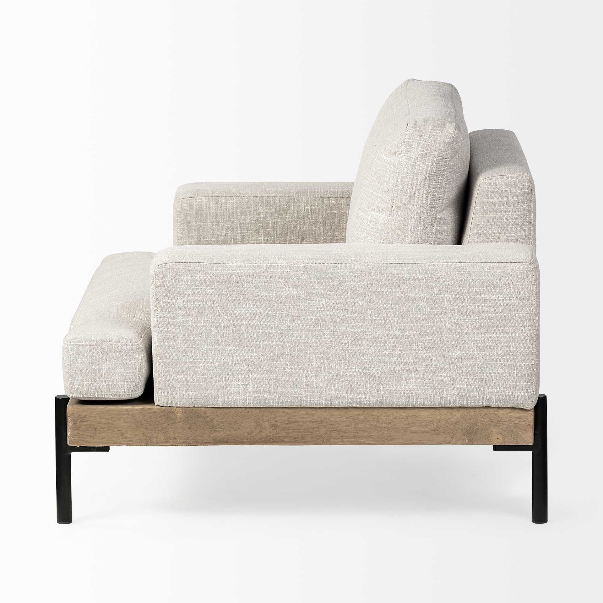 41" Cream And Black Fabric Arm Chair By Homeroots - Image 5