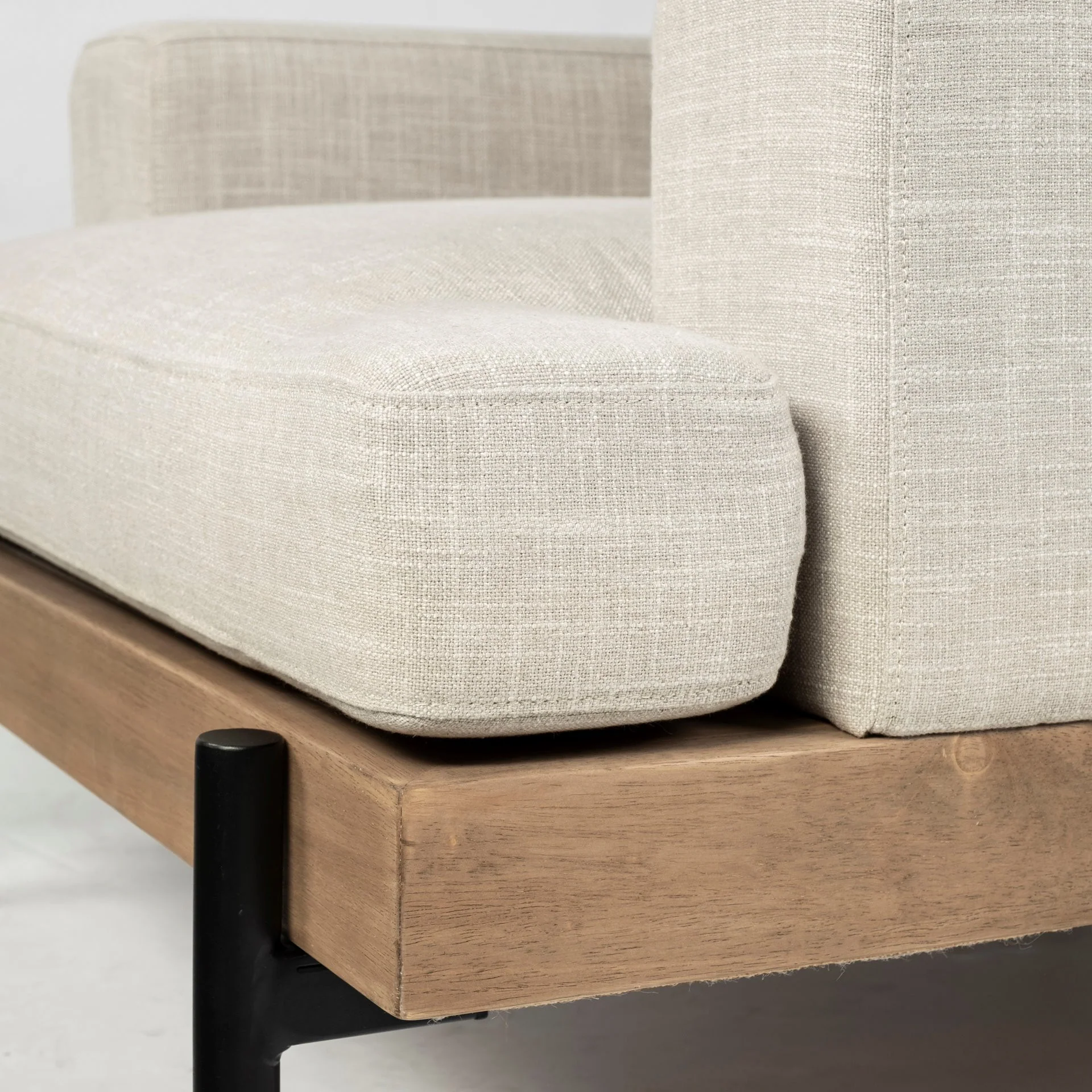 41" Cream And Black Fabric Arm Chair By Homeroots - Image 7