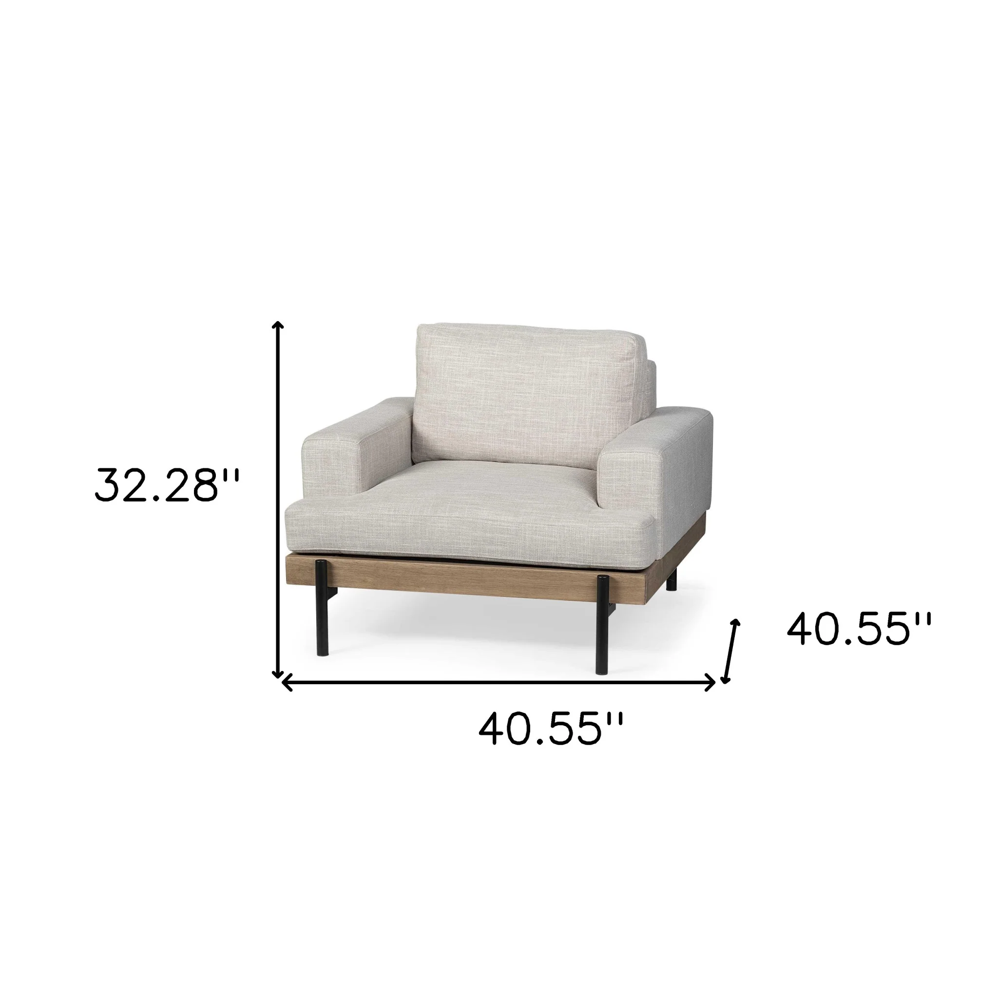 41" Cream And Black Fabric Arm Chair By Homeroots - Image 8