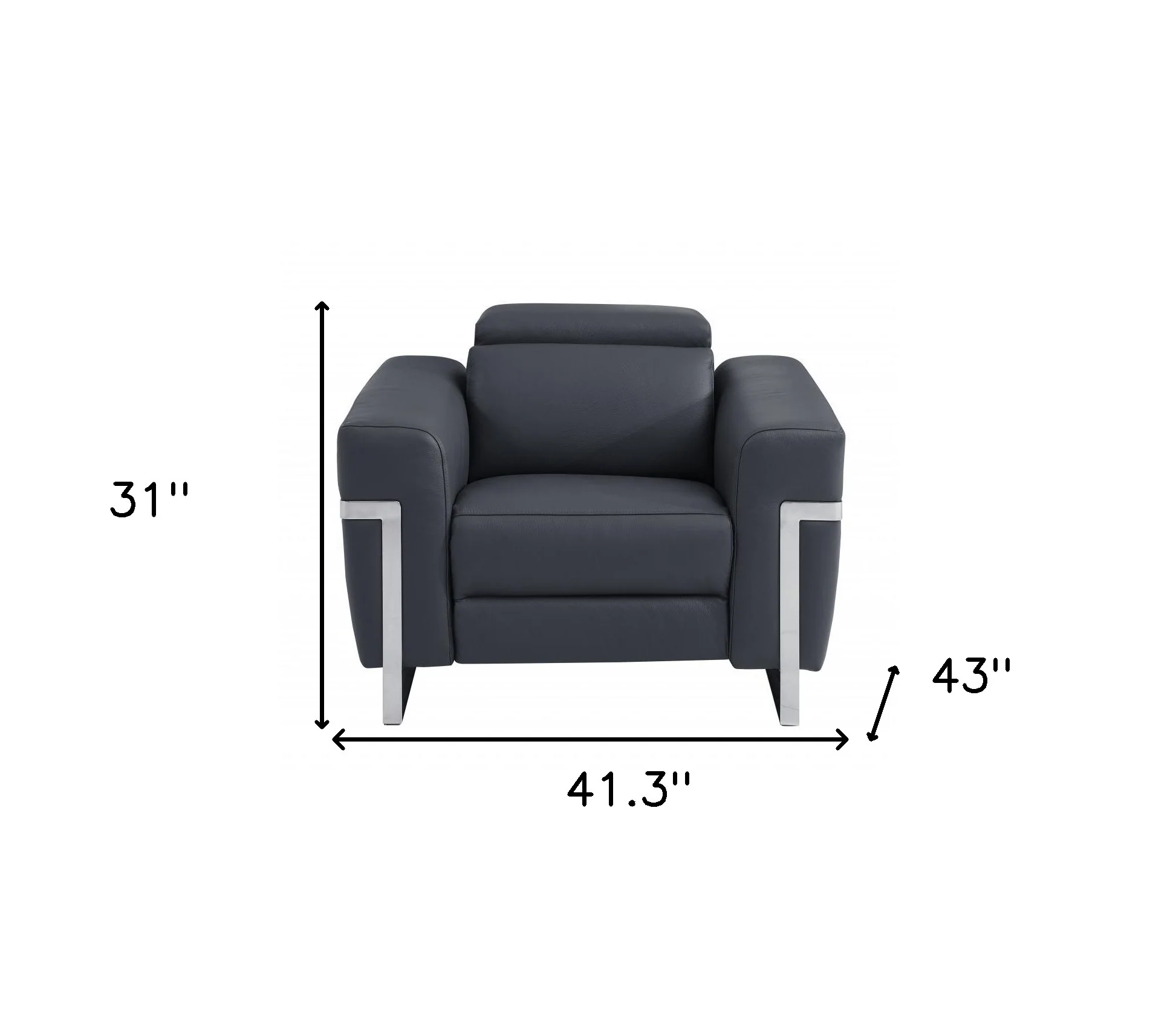 41" Dark Gray Italian Leather Power Recliner Chair By Homeroots - Image 7