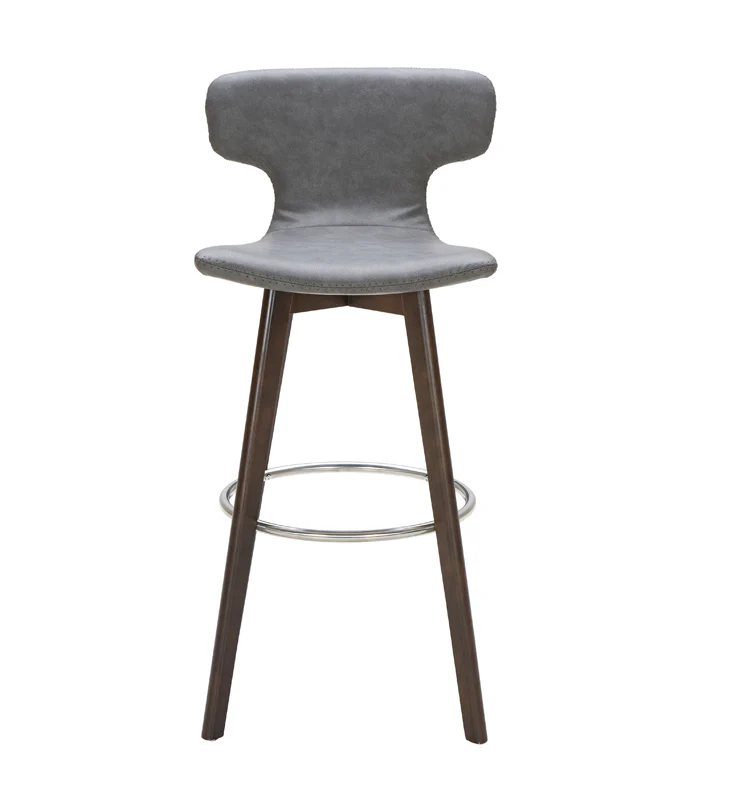 41' Dark Grey Eco Leather Steel And Wood Bar Stool By Homeroots - Image 2