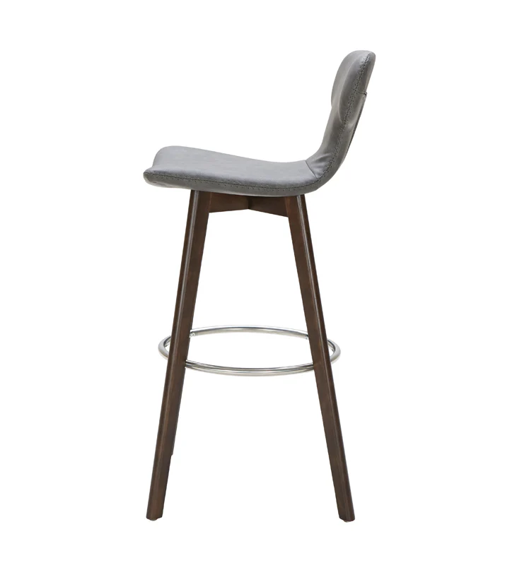 41' Dark Grey Eco Leather Steel And Wood Bar Stool By Homeroots - Image 3