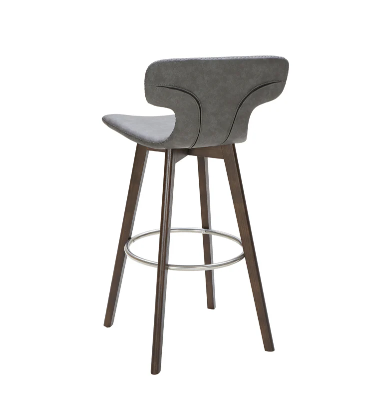 41' Dark Grey Eco Leather Steel And Wood Bar Stool By Homeroots - Image 4