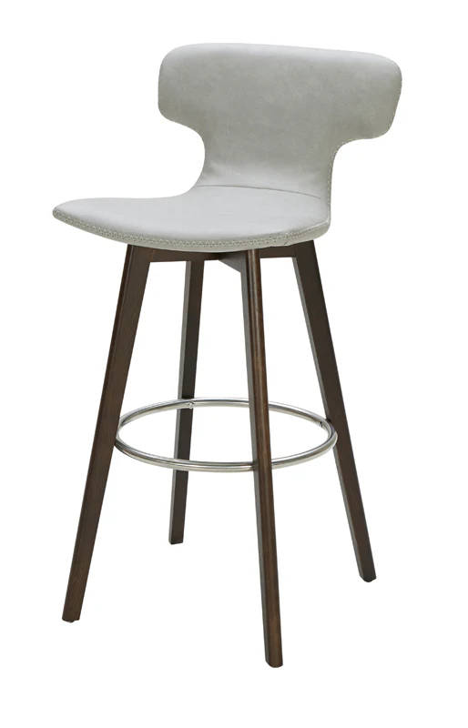 41' Dark Grey Eco Leather Steel And Wood Bar Stool By Homeroots - Image 6