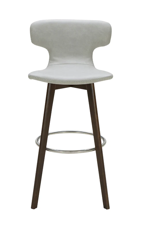 41' Dark Grey Eco Leather Steel And Wood Bar Stool By Homeroots - Image 7