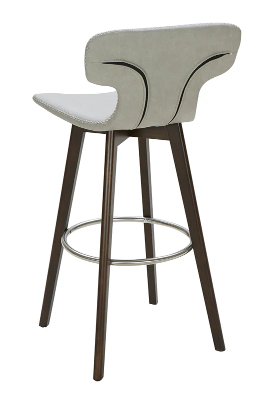 41' Dark Grey Eco Leather Steel And Wood Bar Stool By Homeroots - Image 9