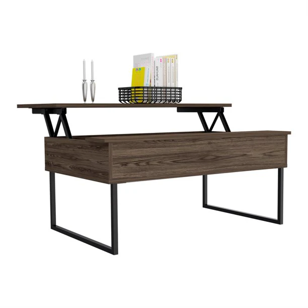 41" Dark Walnut Manufactured Wood Rectangular Lift Top Coffee Table By Homeroots - Image 3