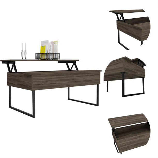 41" Dark Walnut Manufactured Wood Rectangular Lift Top Coffee Table By Homeroots - Image 5