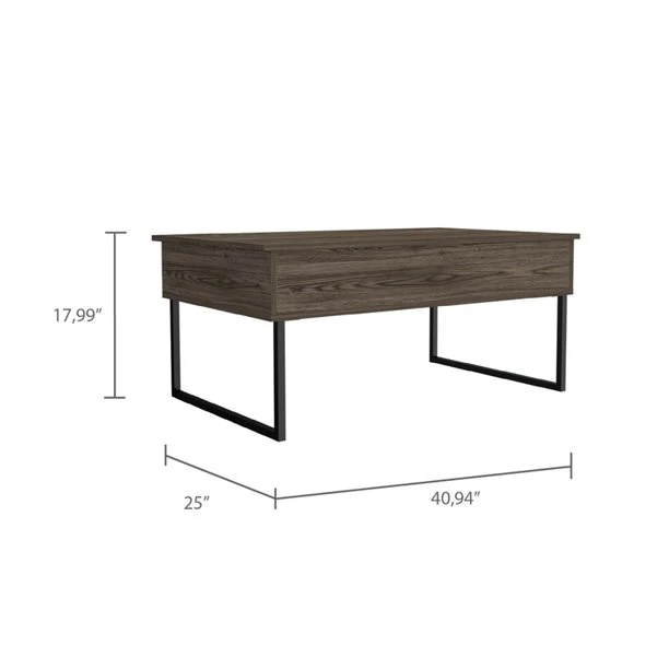 41" Dark Walnut Manufactured Wood Rectangular Lift Top Coffee Table By Homeroots - Image 6