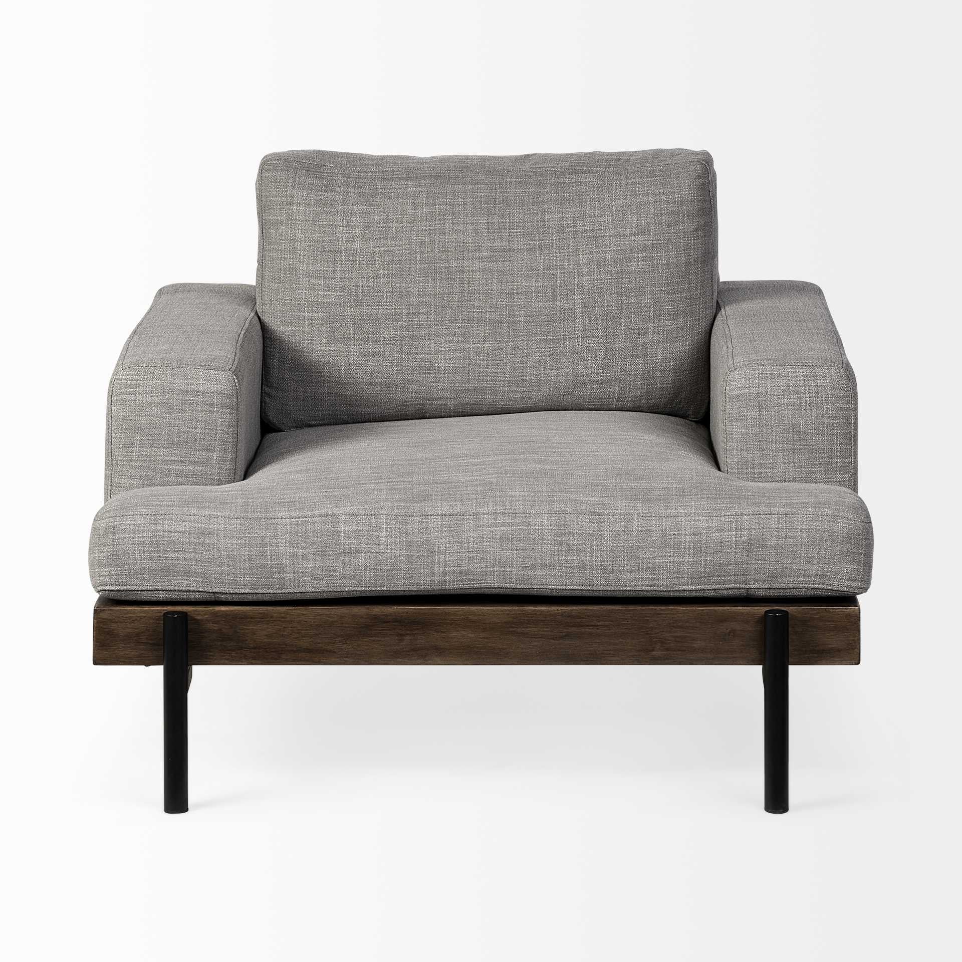 41" Gray And Black Linen Club Chair By Homeroots - Image 2