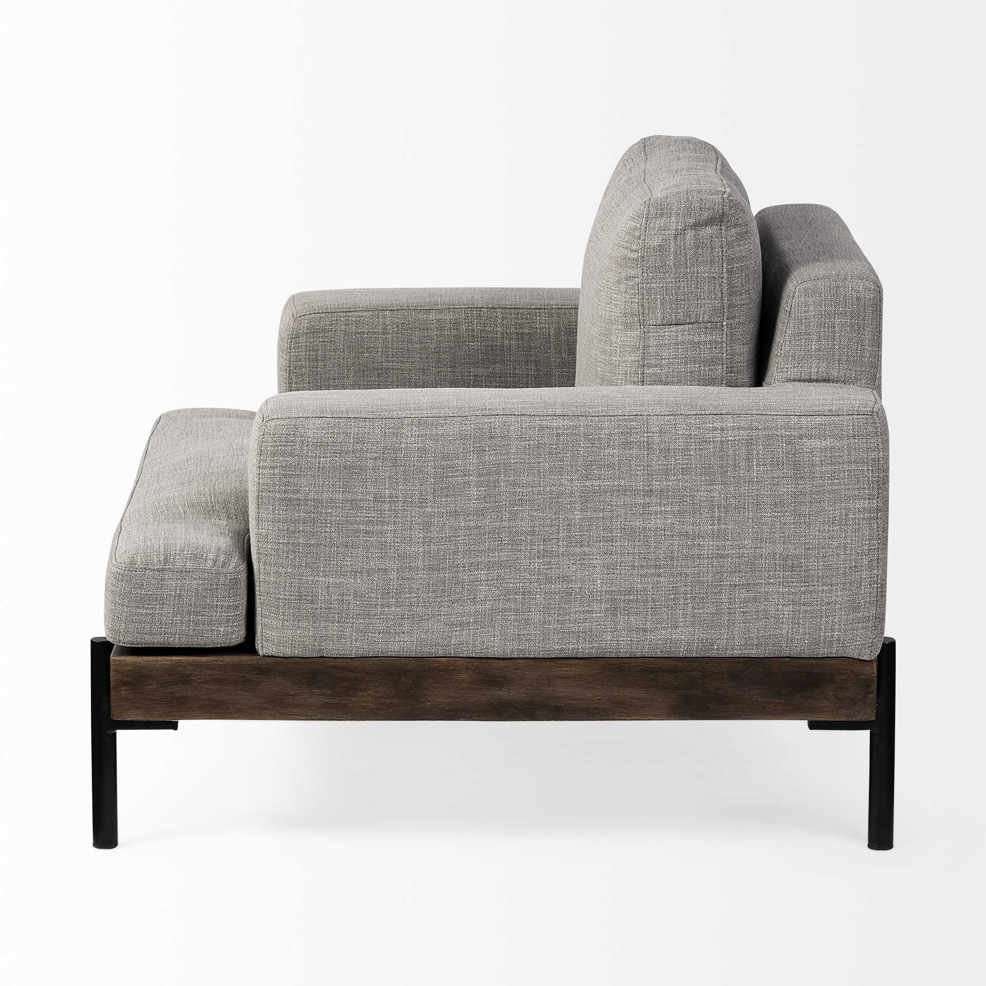 41" Gray And Black Linen Club Chair By Homeroots - Image 3