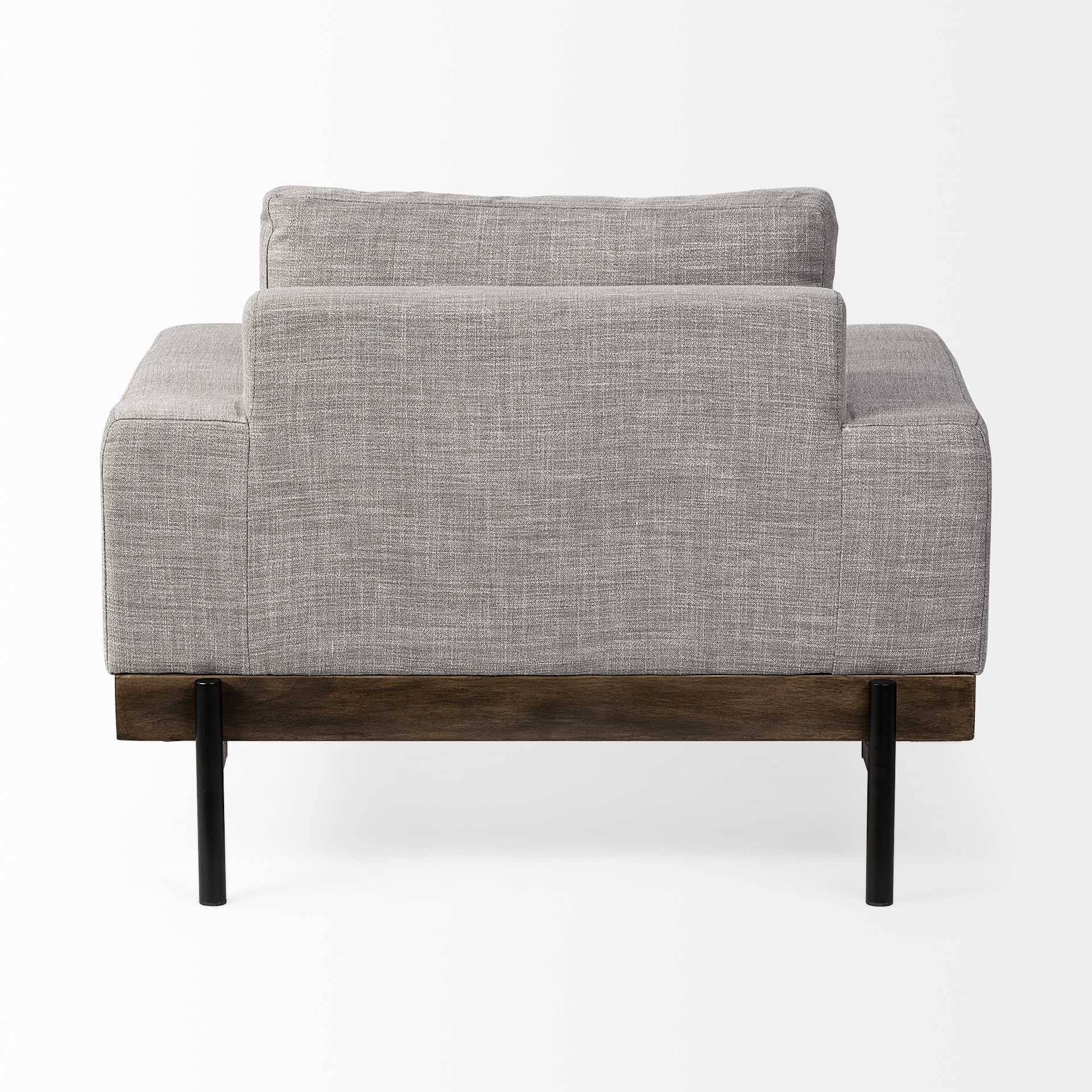 41" Gray And Black Linen Club Chair By Homeroots - Image 4