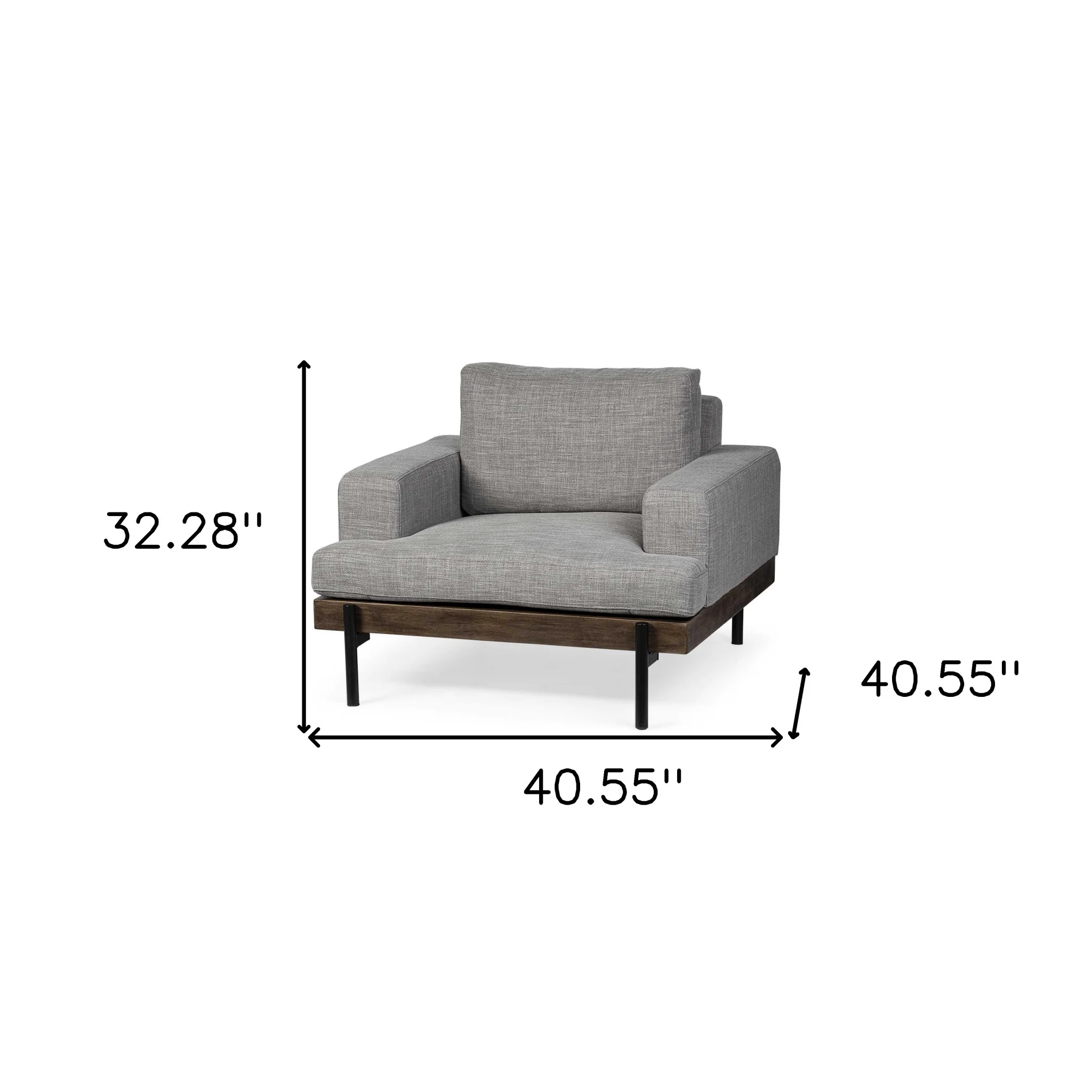 41" Gray And Black Linen Club Chair By Homeroots - Image 9