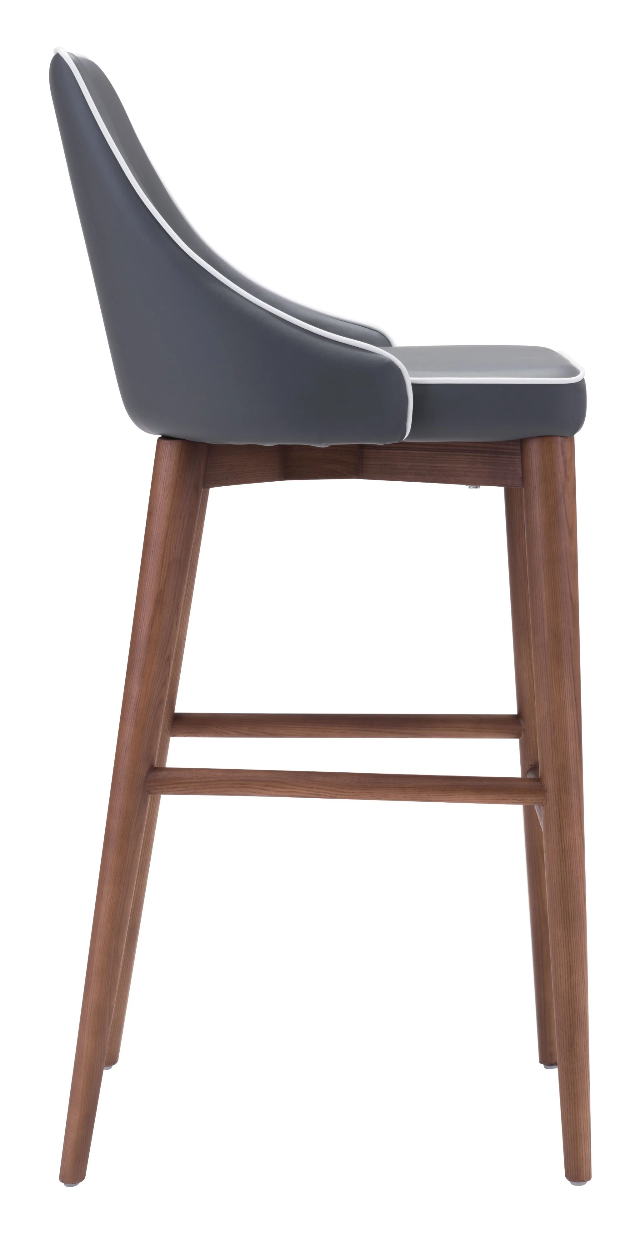 41" Gray And Brown Solid Wood Low Back Bar Height Chair With Footrest By Homeroots - Image 2