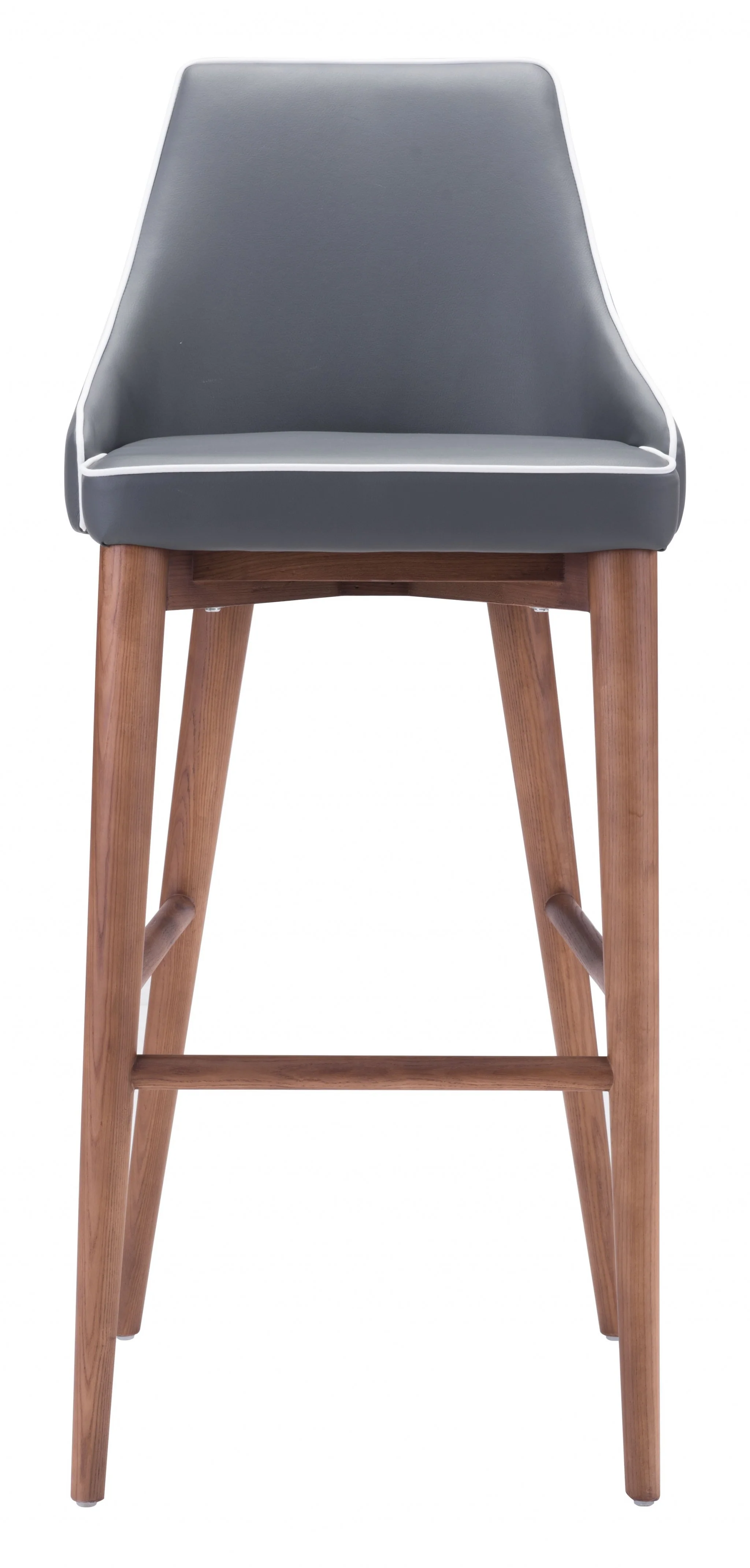 41" Gray And Brown Solid Wood Low Back Bar Height Chair With Footrest By Homeroots - Image 3