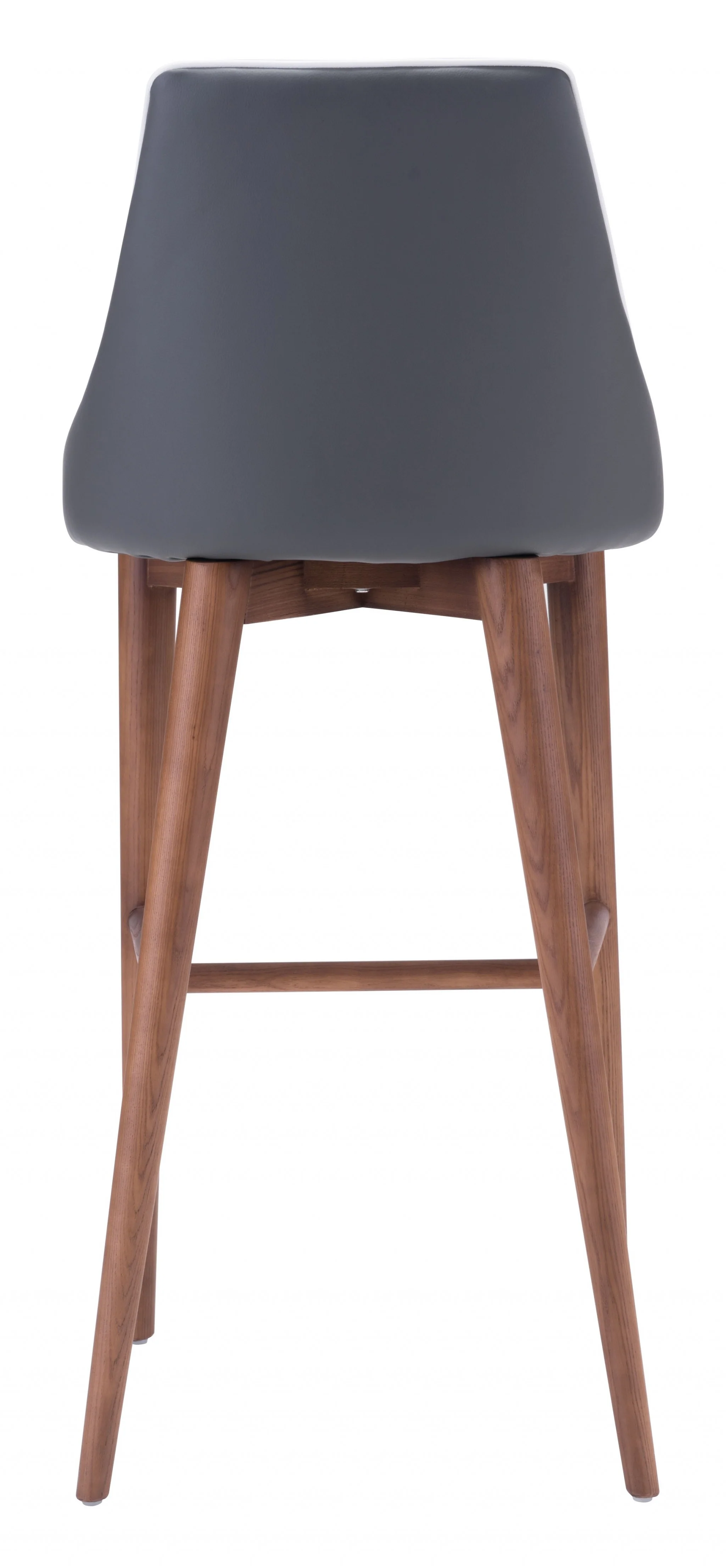 41" Gray And Brown Solid Wood Low Back Bar Height Chair With Footrest By Homeroots - Image 4