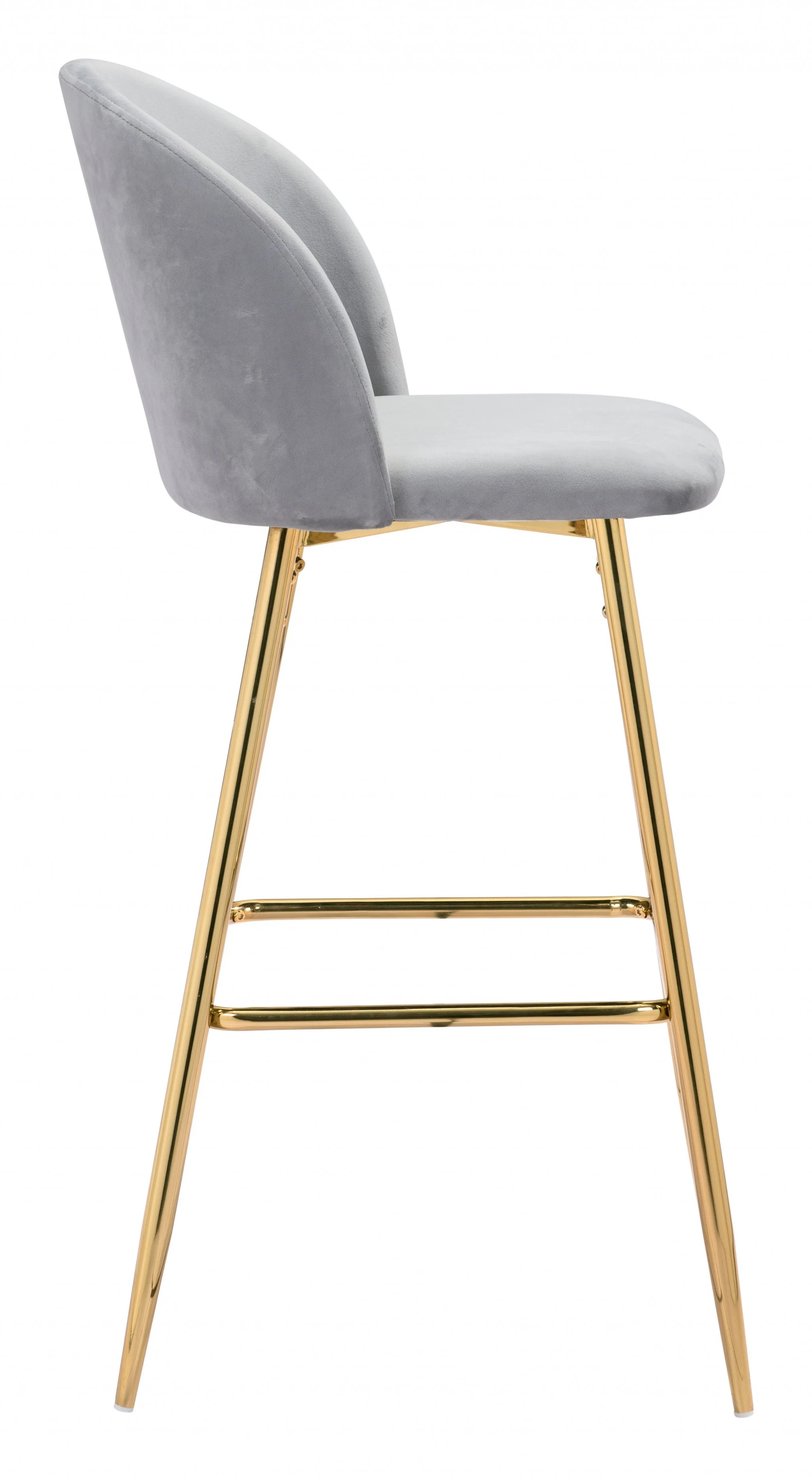 41" Gray And Gold Steel Low Back Bar Height Chair With Footrest By Homeroots - Image 2